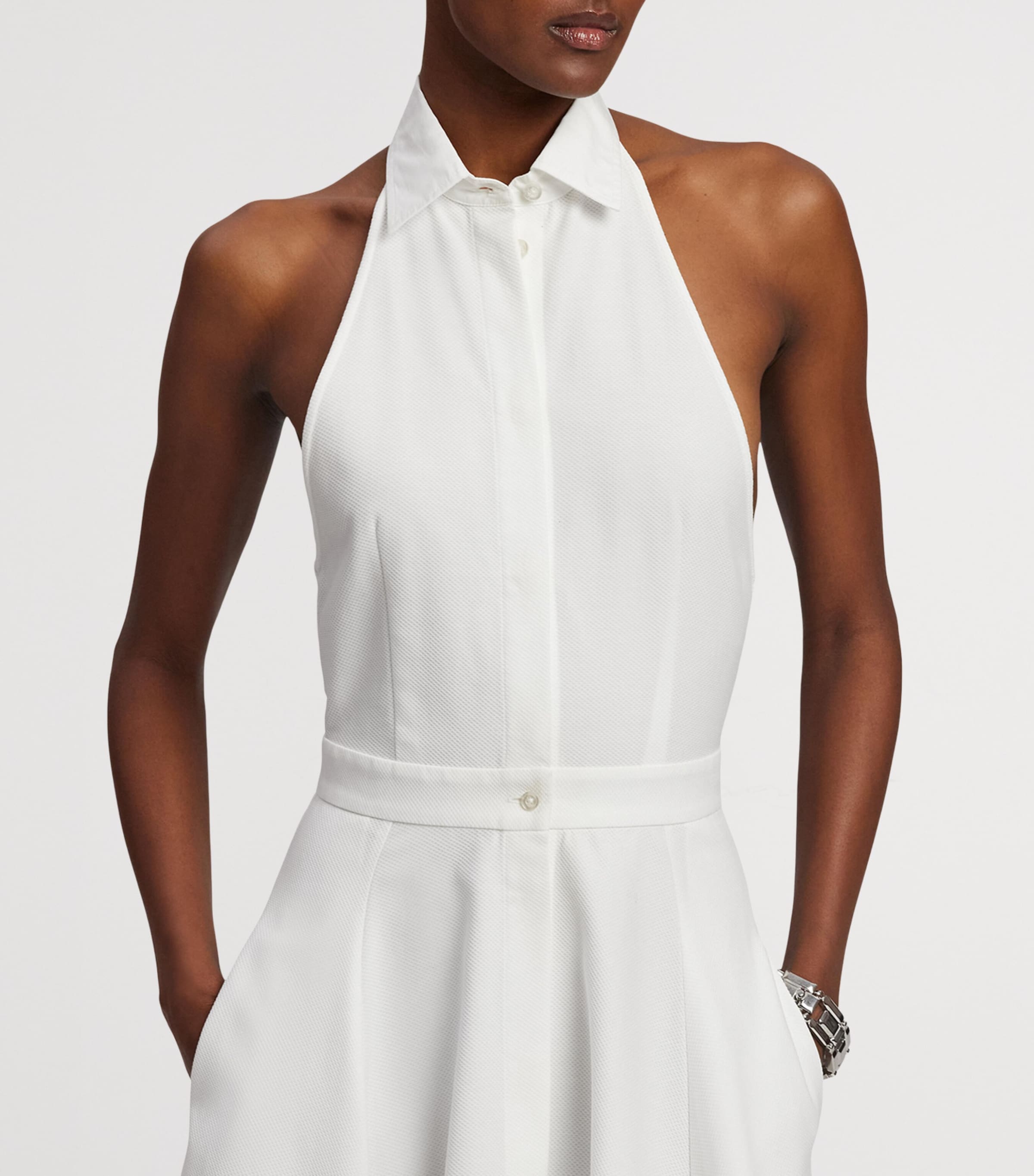 Cotton Piqué Eldred Maxi Dress WHITE Image 7