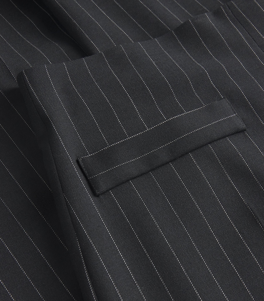 Pinstripe Wide-Leg Tailored Trousers BLACK Image 5