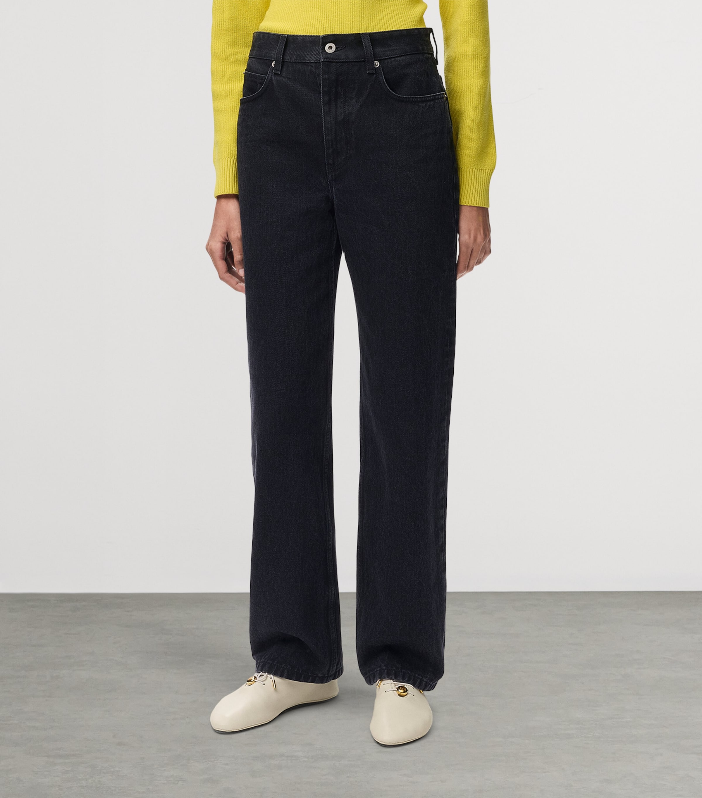 LOEWE Womens Embroidered-Anagram Straight Jeans Black Image 3