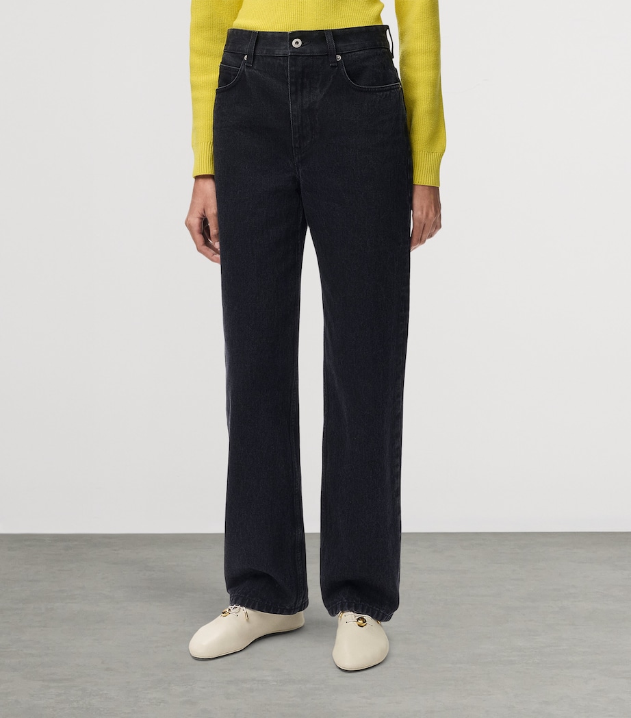 LOEWE Womens Embroidered-Anagram Straight Jeans Black Image 3