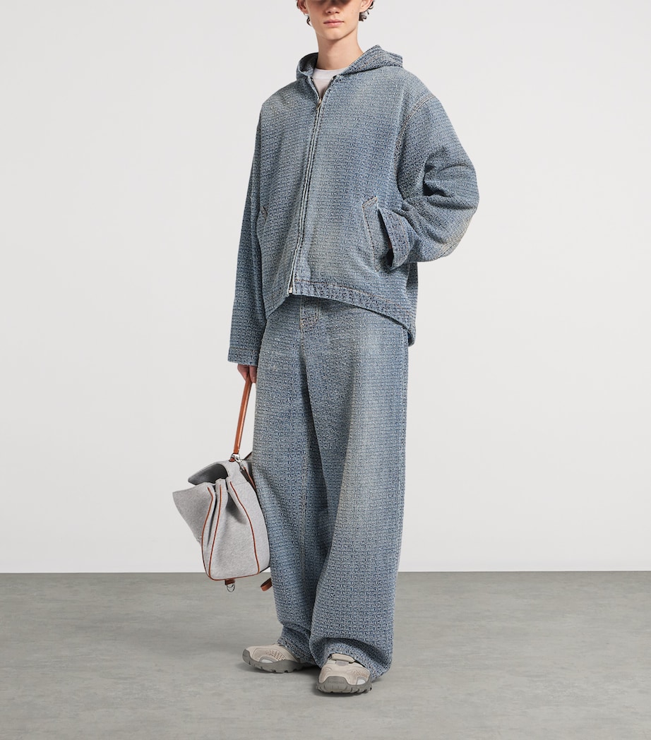 Balenciaga Mens Embroidered Logo Baggy-Fit Jeans Image 2