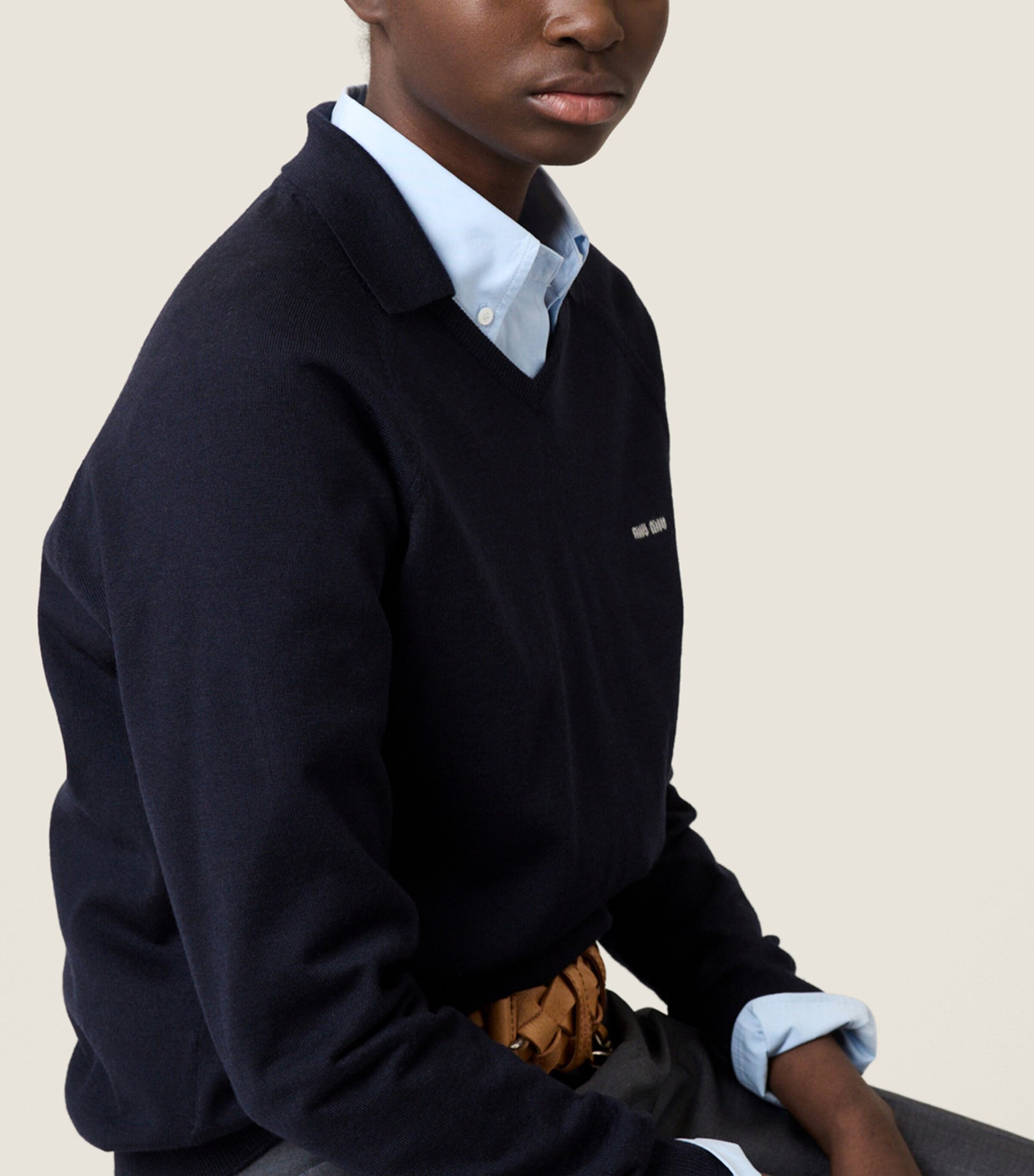 Miu Miu Womens Wool Polo Sweater Image 6