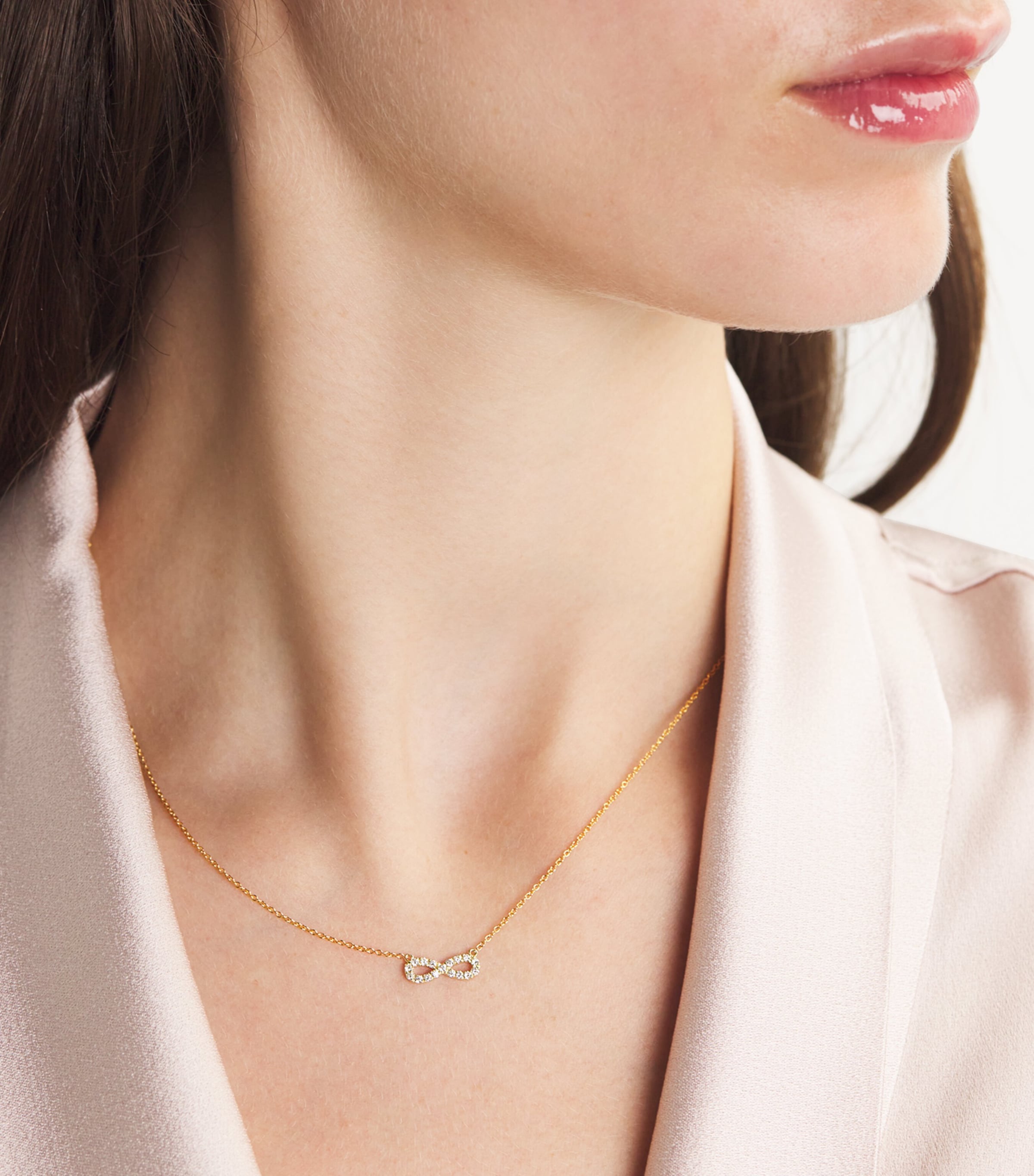 Yellow Gold and Diamond Infinity Necklace YELLOW GOLD Image 2