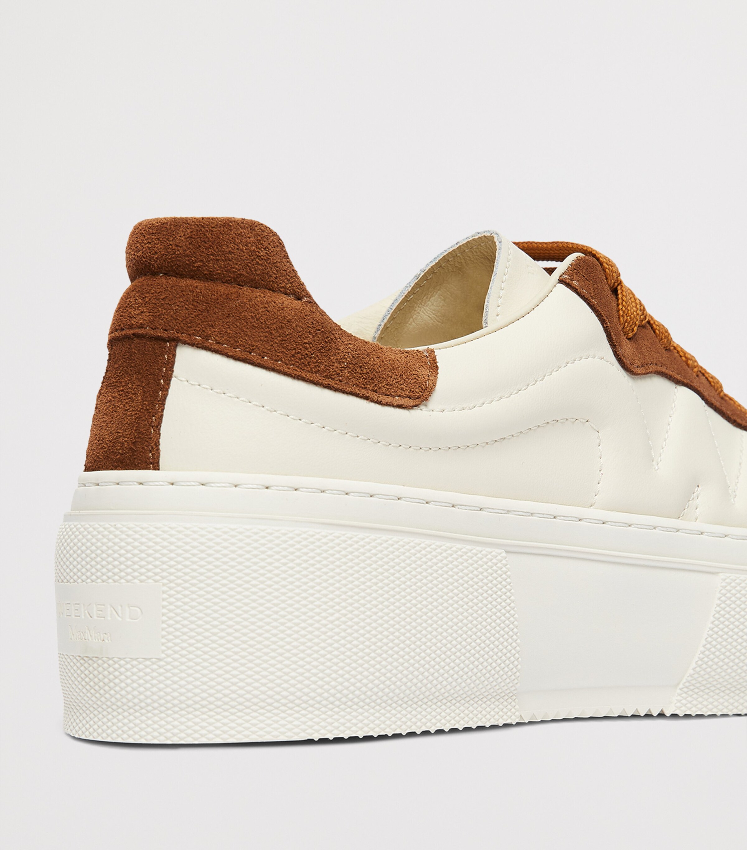 Weekend Max Mara Leather Platform Sneakers Tobacco Image 6