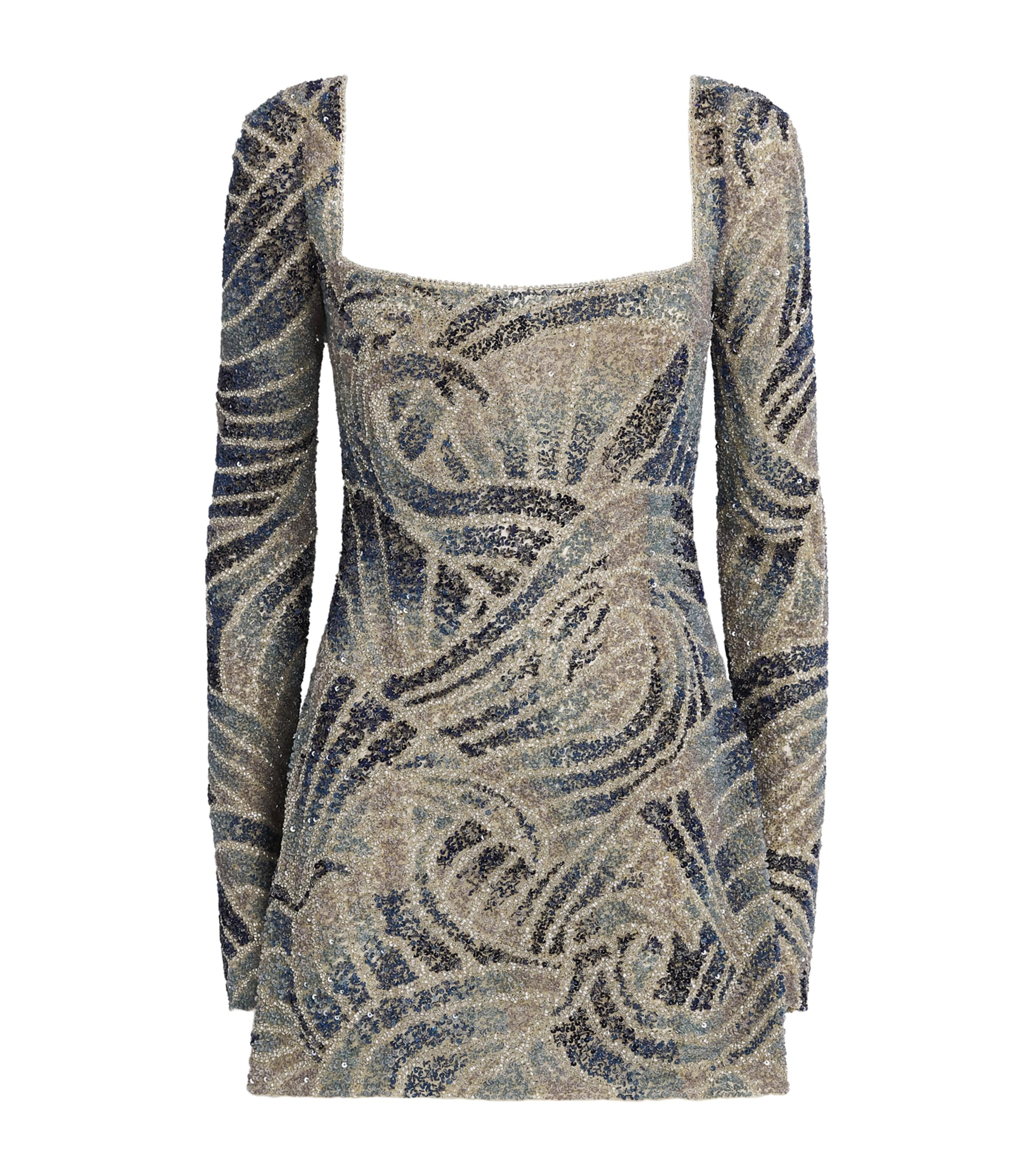 Clio Peppiatt Womens Beaded Mare Mini Dress Ocean Image 1