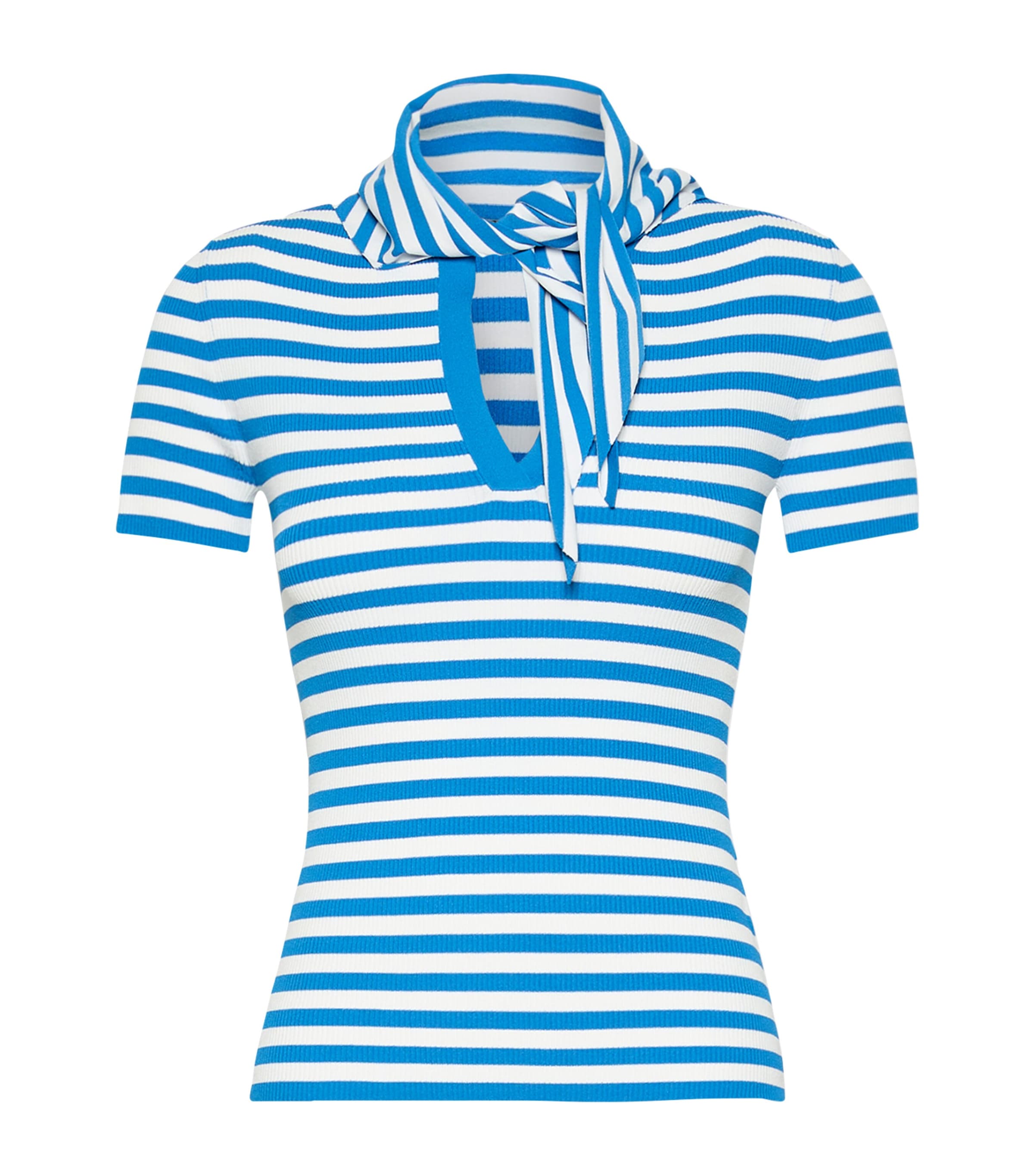 Max Mara Womens Scarf-Detail Stripe T-Shirt White Image 1