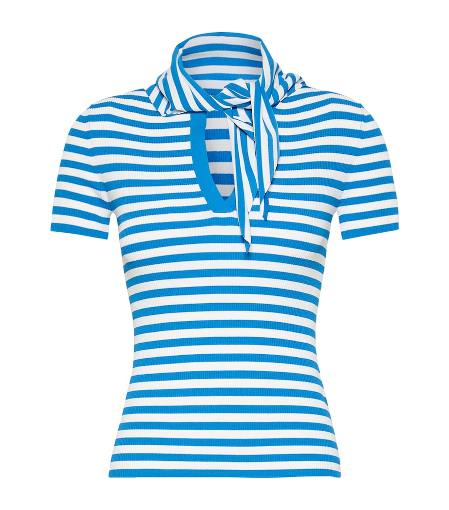Max Mara Womens Scarf-Detail Stripe T-Shirt White Image 1