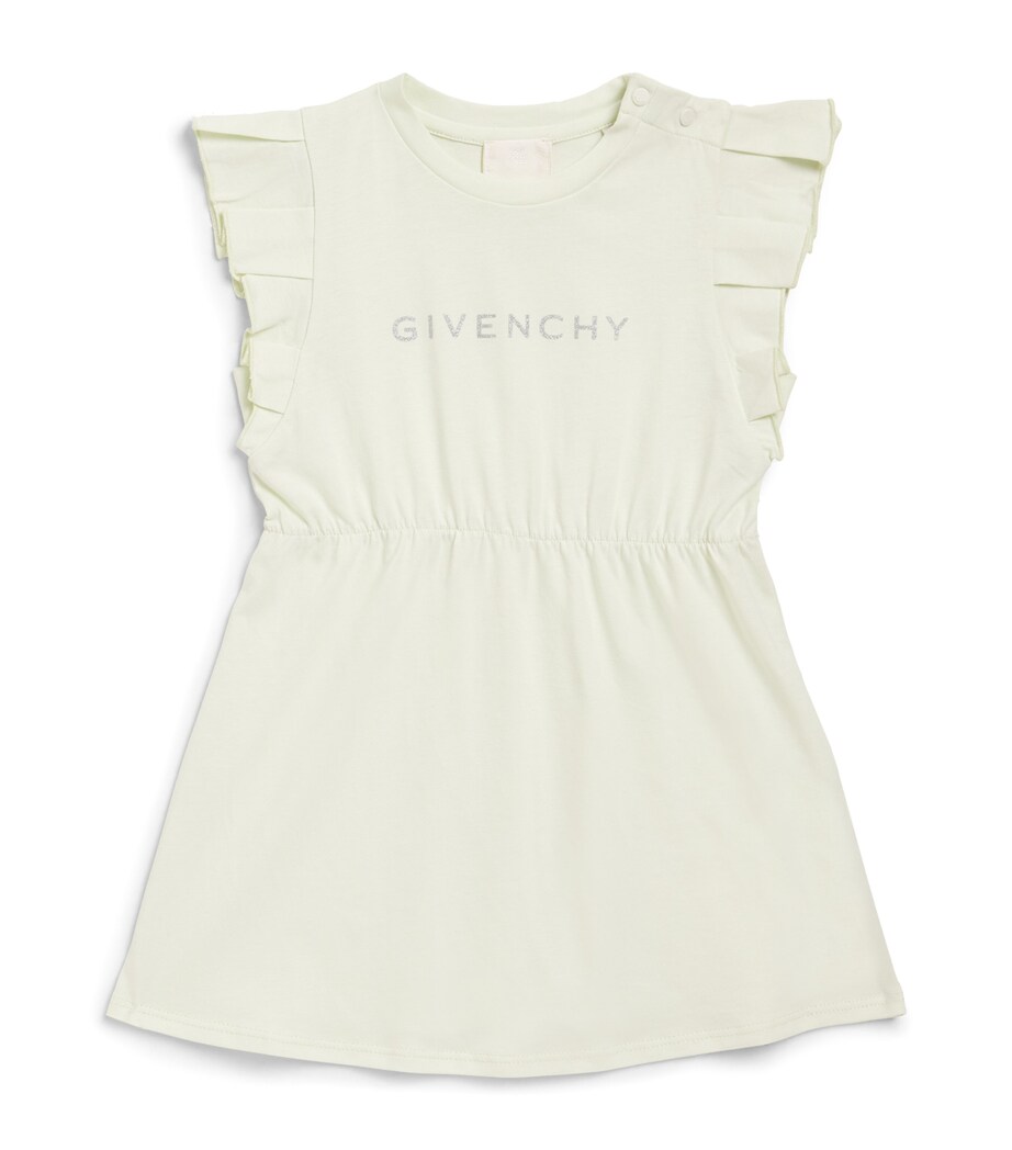 Givenchy Kids Cotton Logo Dress (6-18 Months) Canary Green Image 1