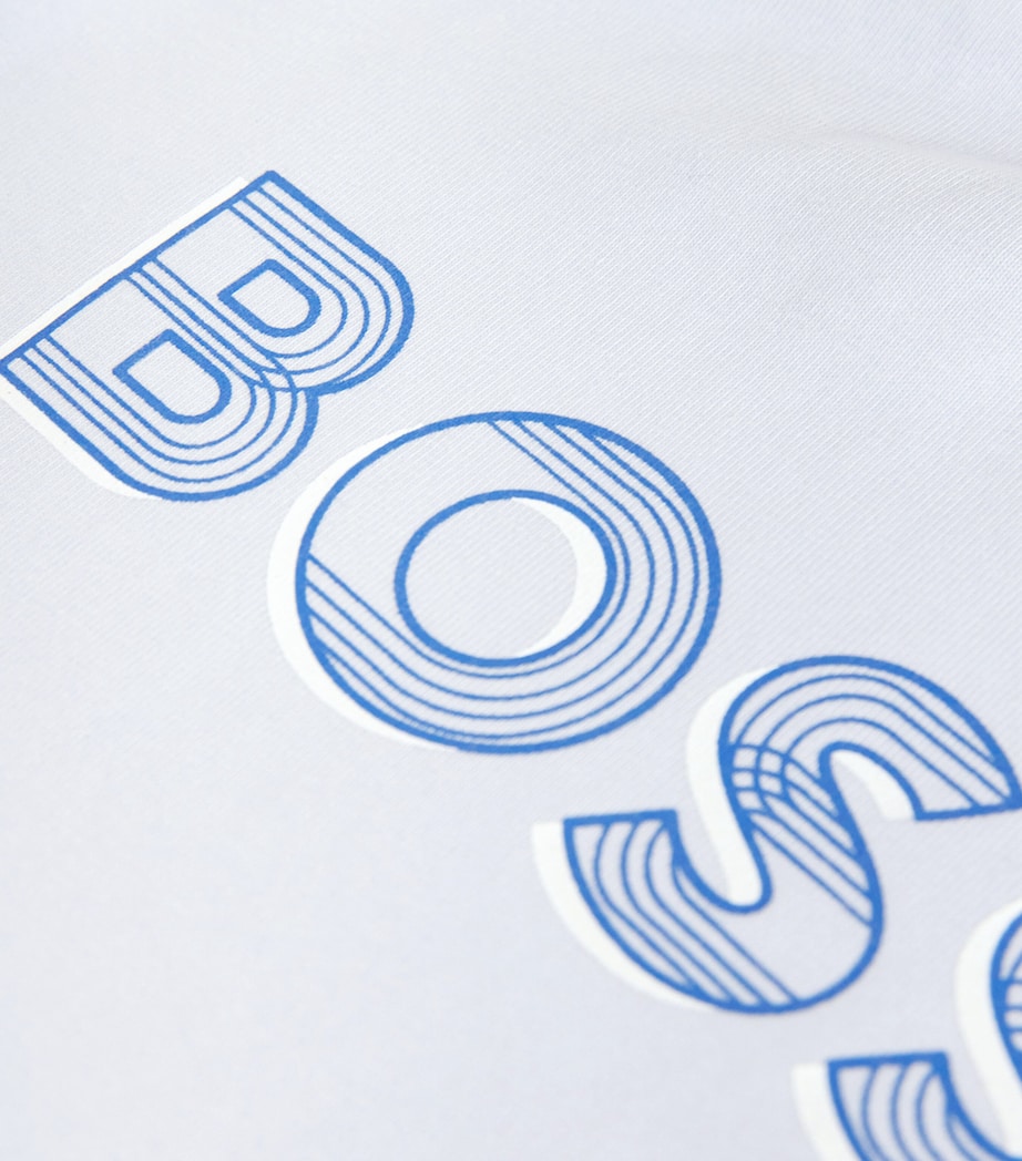 BOSS Kidswear Stretch-Cotton Logo T-Shirt (1-18 Months) Pale Blue Image 3