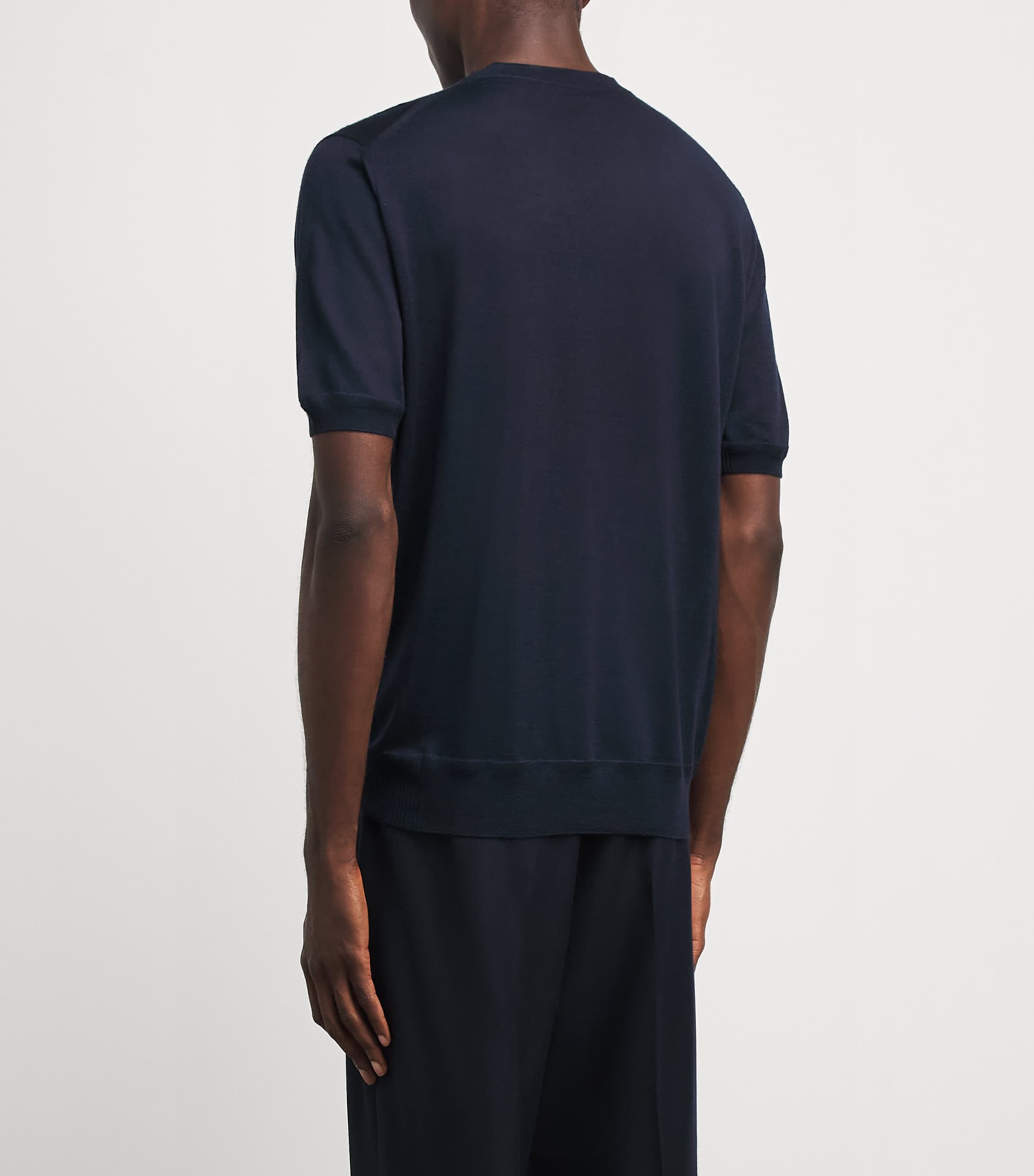 Brett Johnson Mens Cashmere-Silk T-Shirt Navy Image 5