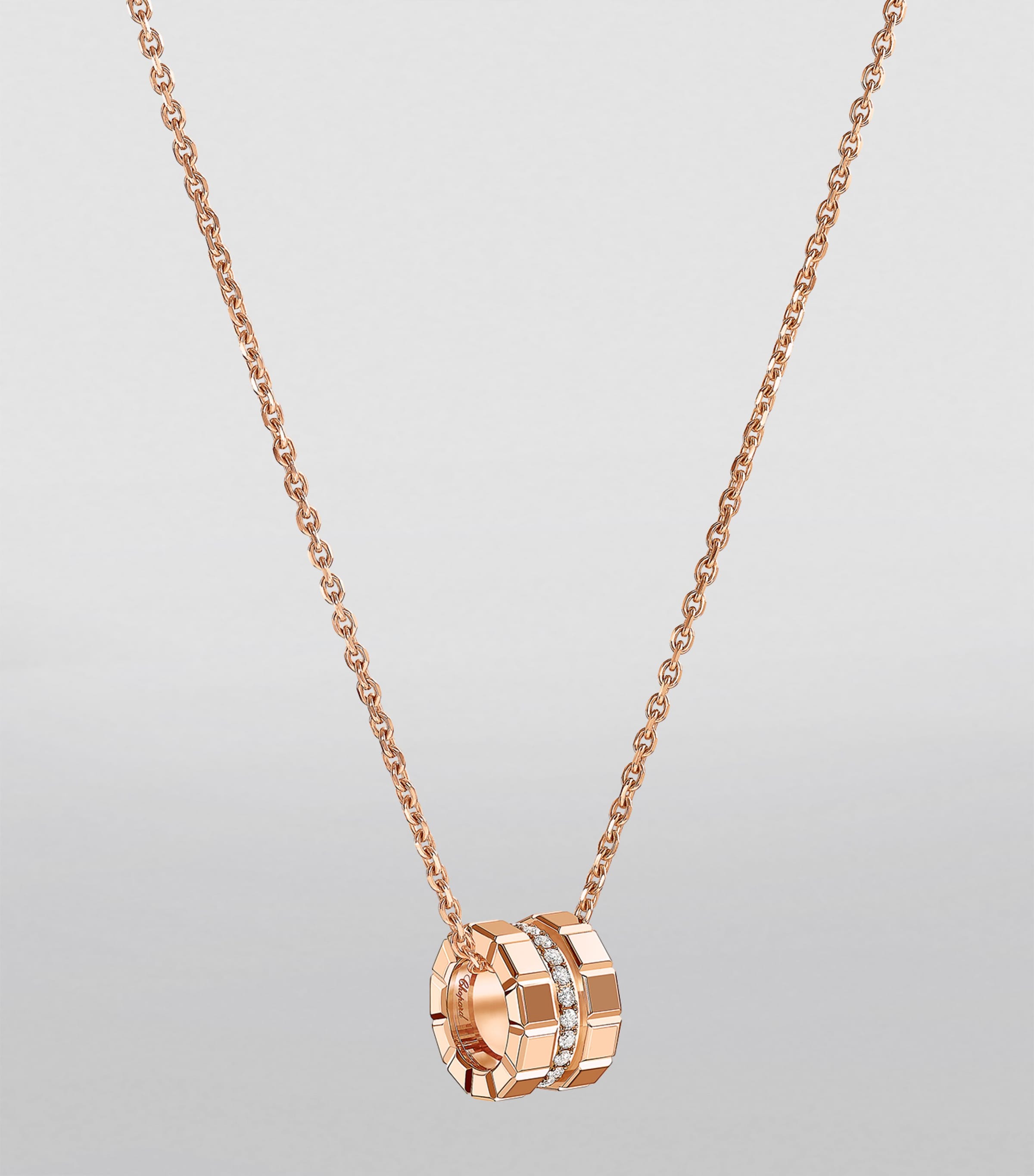 Rose Gold and Diamond Ice Cube Necklace 18K ROSE GOLD Image 4