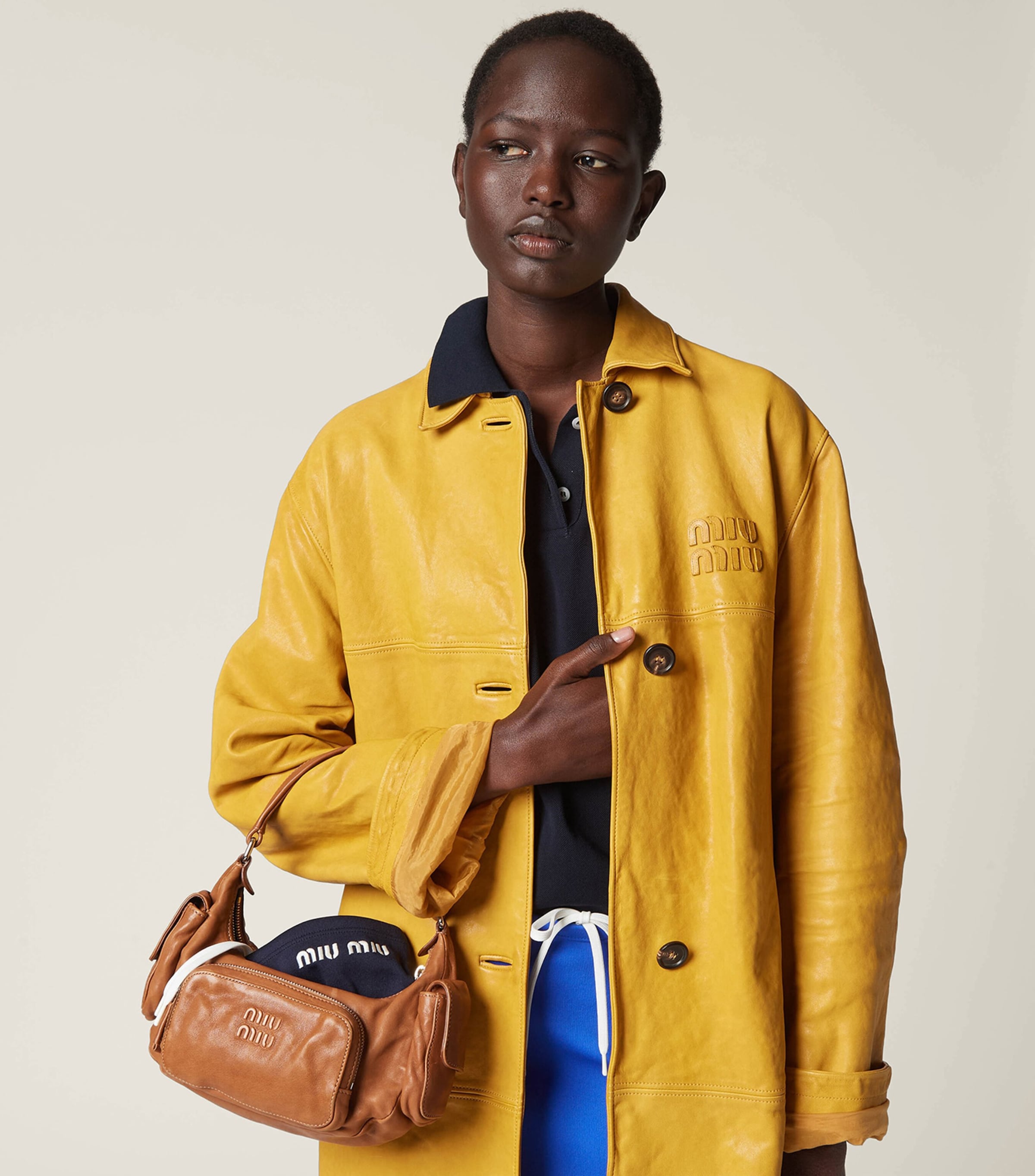 Miu Miu Nappa Leather Pocket Shoulder Bag Image 3