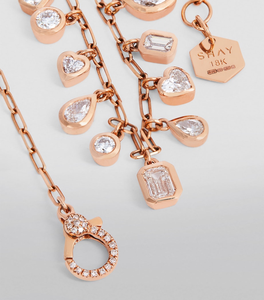 Rose Gold and Diamond Mixed Bezel Drop Necklace ROSE GOLD Image 6