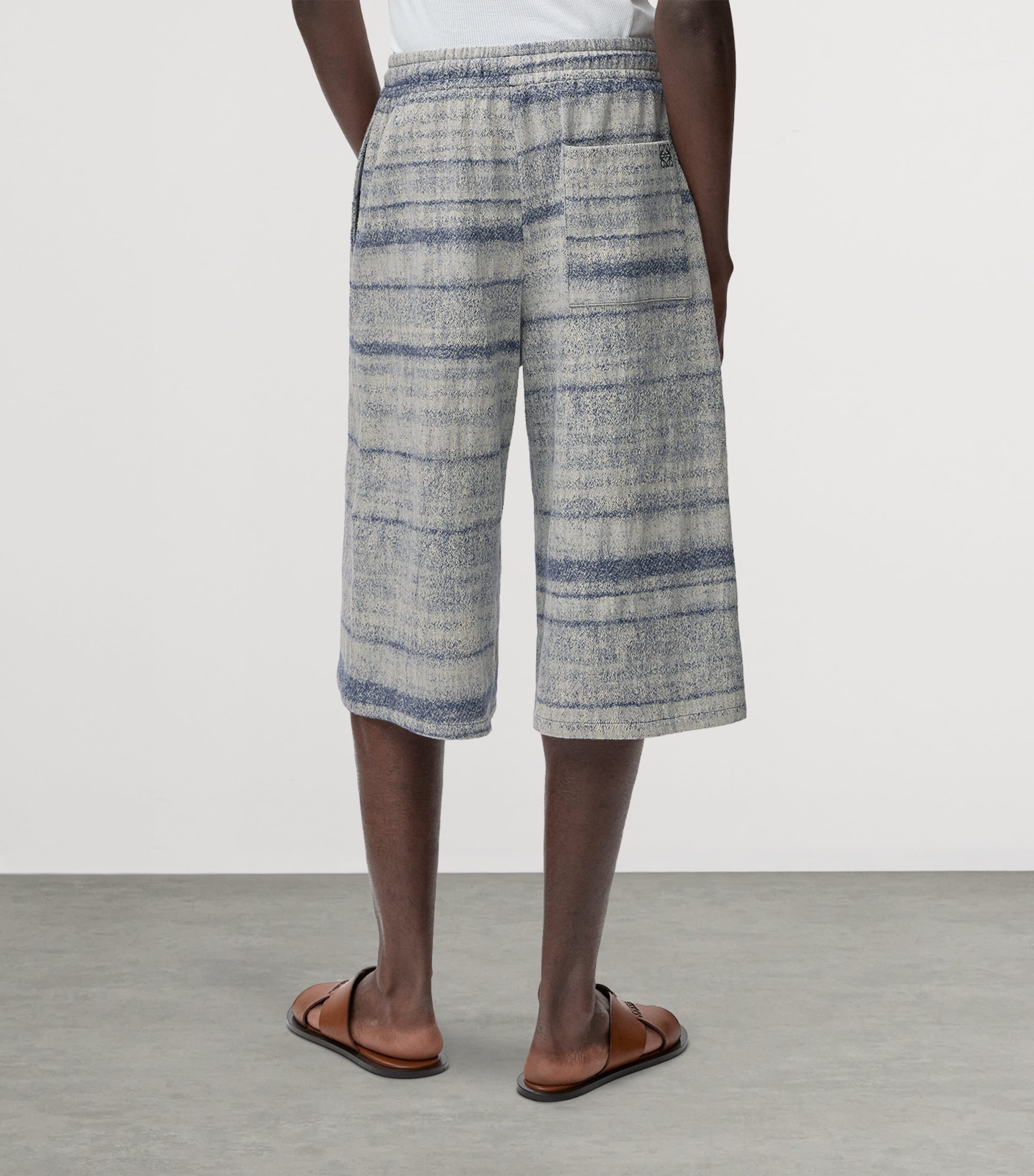 LOEWE Mens x Paula's Ibiza Denim Beaded-Effect Shorts Blue Image 4
