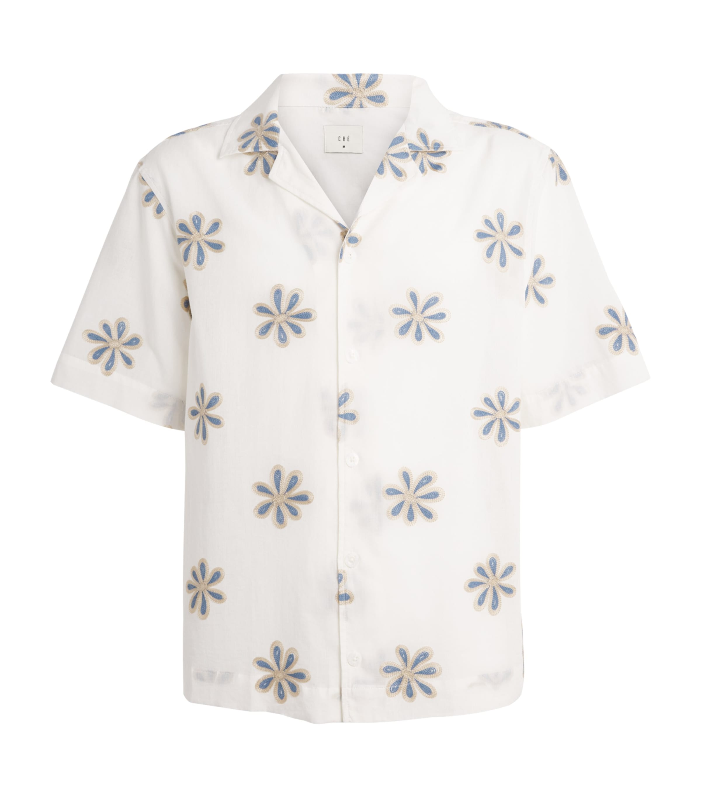CHÉ Mens Cotton Embroidered Daisel Shirt White Image 1