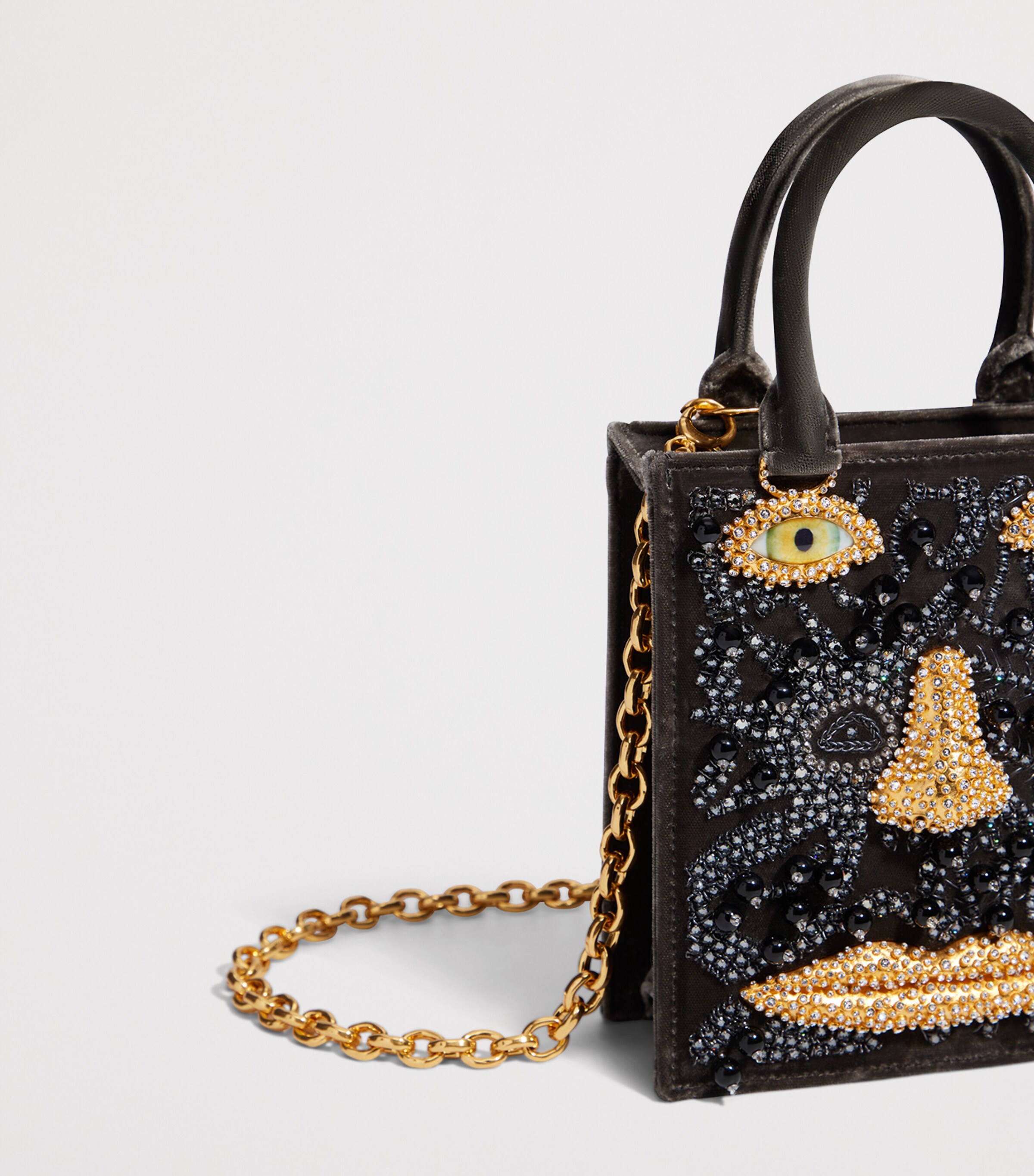 Mini Velvet Face Top-Handle Bag 803 TAUPE Image 6