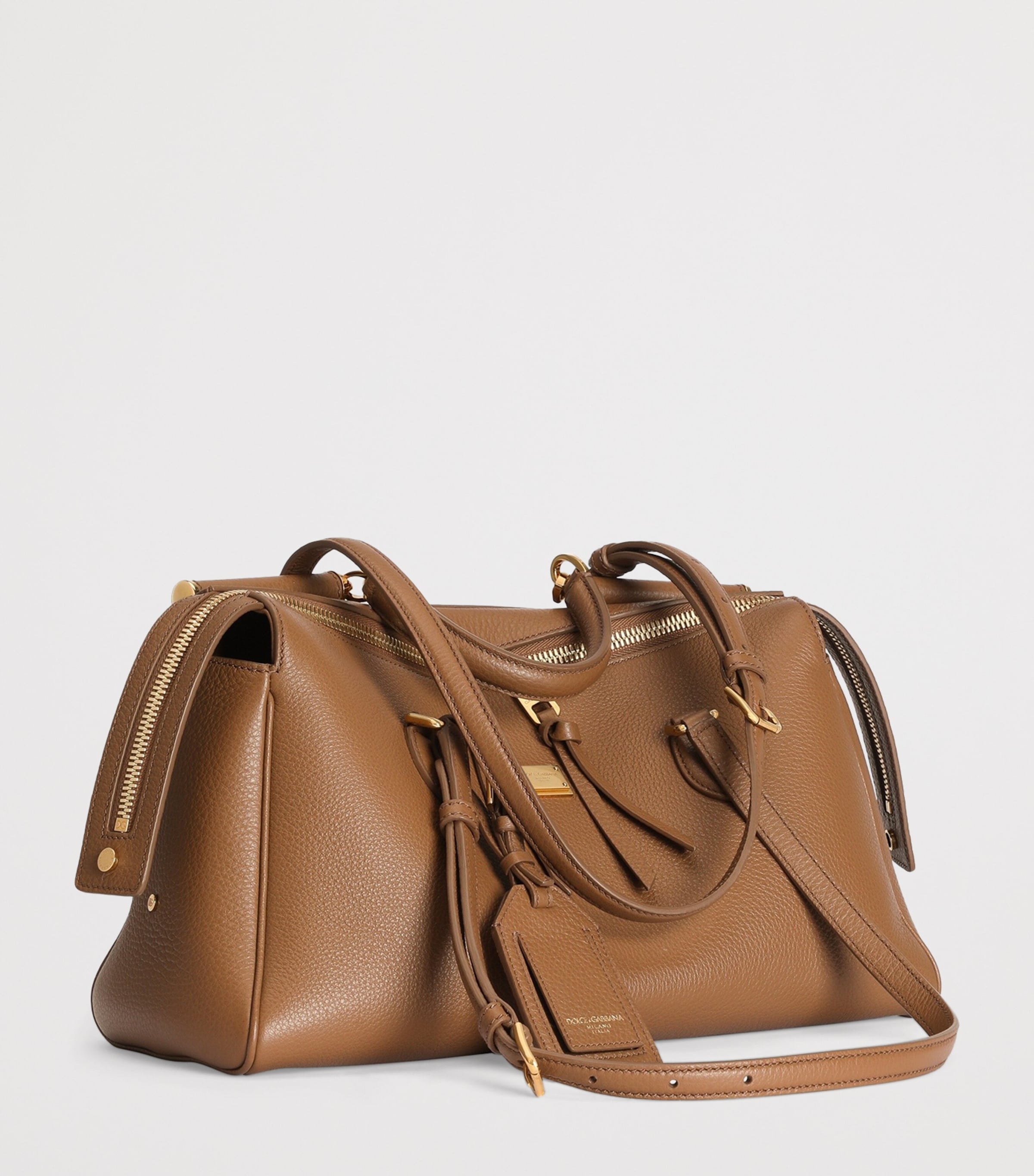 Dolce&Gabbana Calfskin Vittoria Shoulder Bag Caramello Image 4