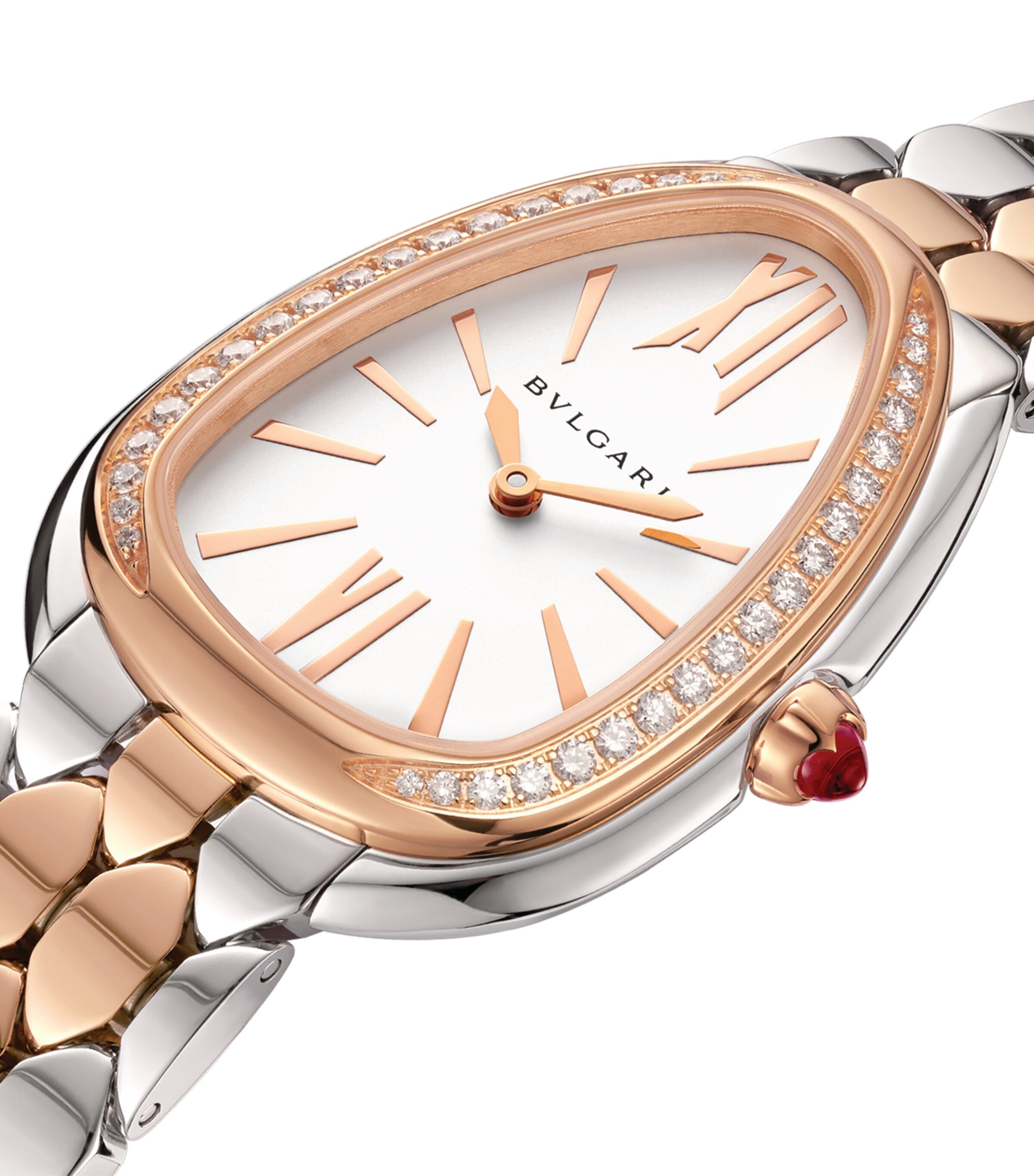 Bvlgari Rose Gold, Stainless Steel and Diamond Serpenti Seduttori Watch 33mm White Image 3