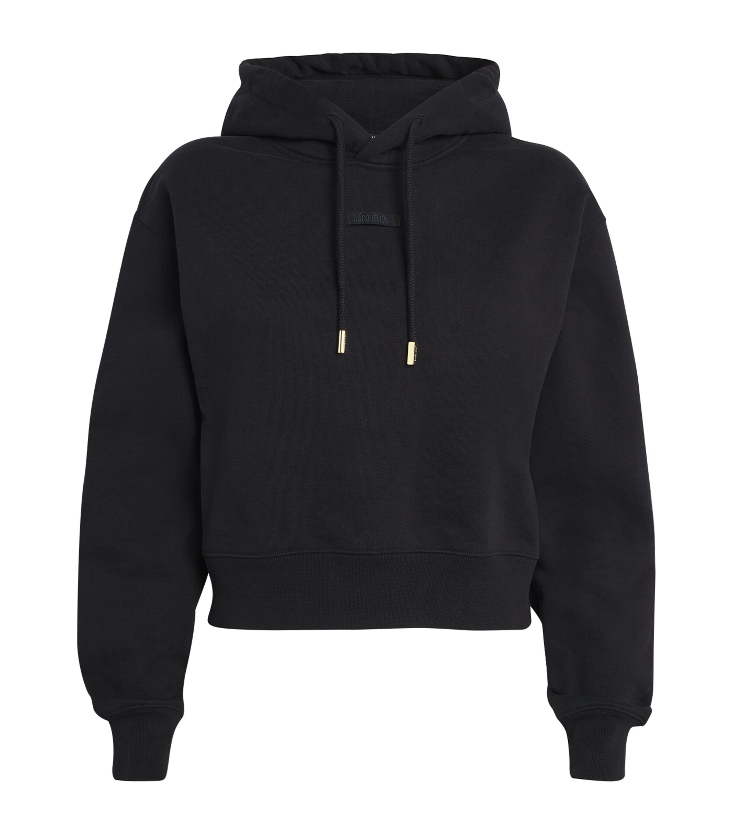 Jacquemus Womens Cotton Grosgrain Logo Hoodie Black Image 1