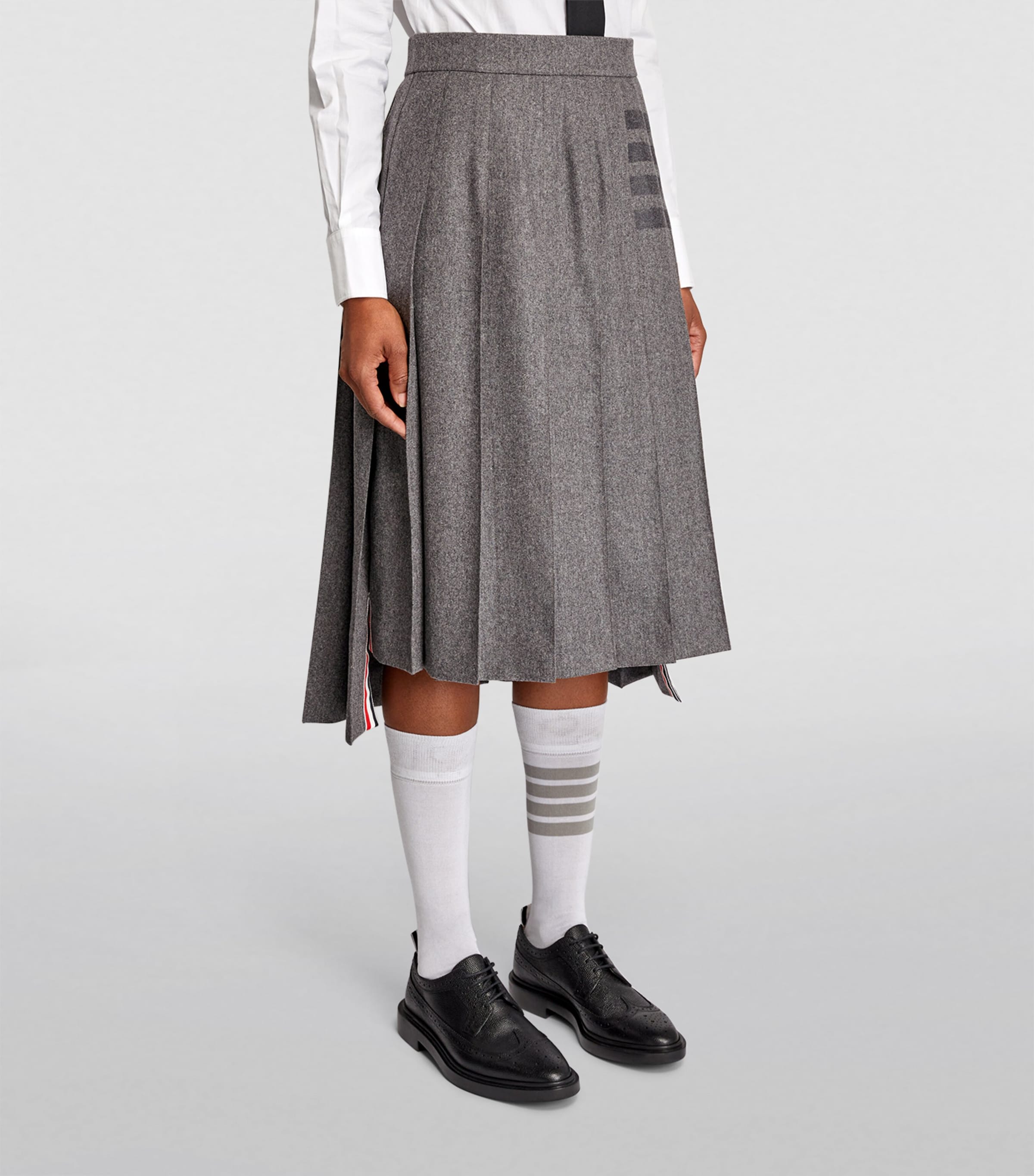 THOM BROWNE '4 bar’ skirt Thom Browne 4-Bar Pleated Mini Skirt | Grey | FARFETCH CA