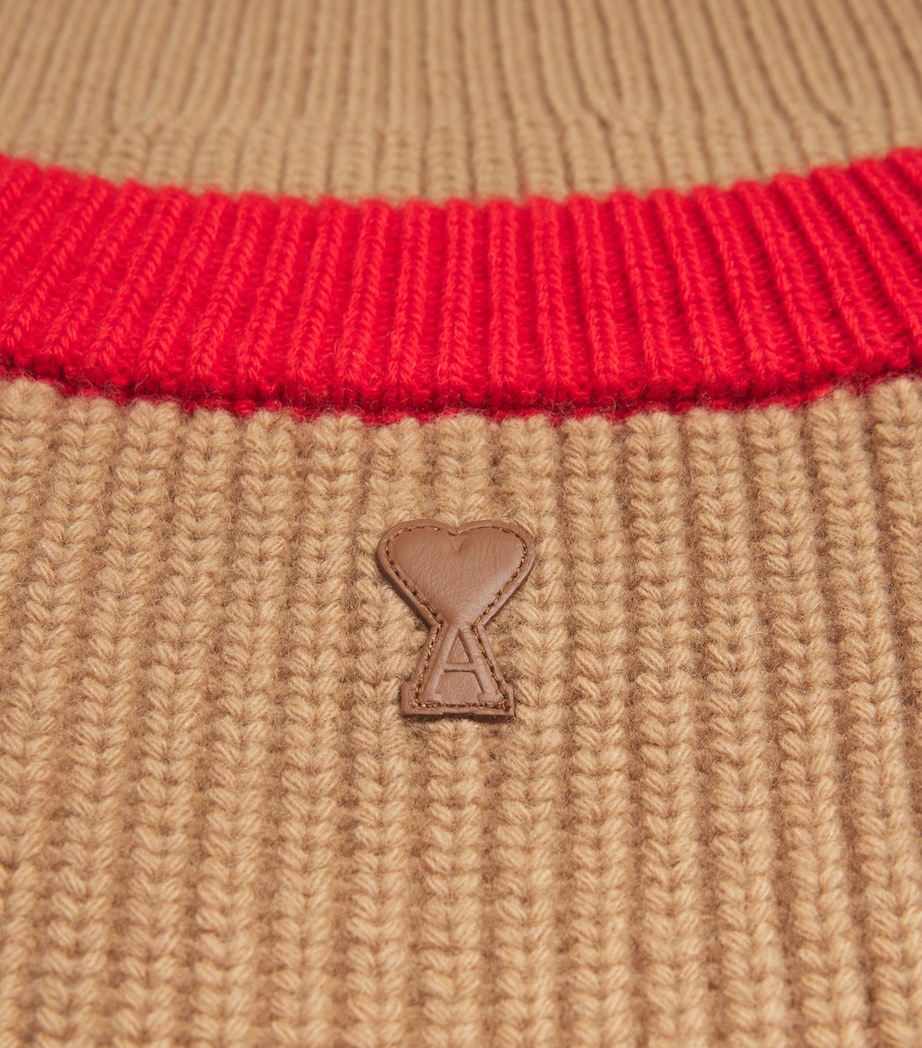 Wool Ami de Coeur Sweater Vest 2801 - CAMEL Image 5