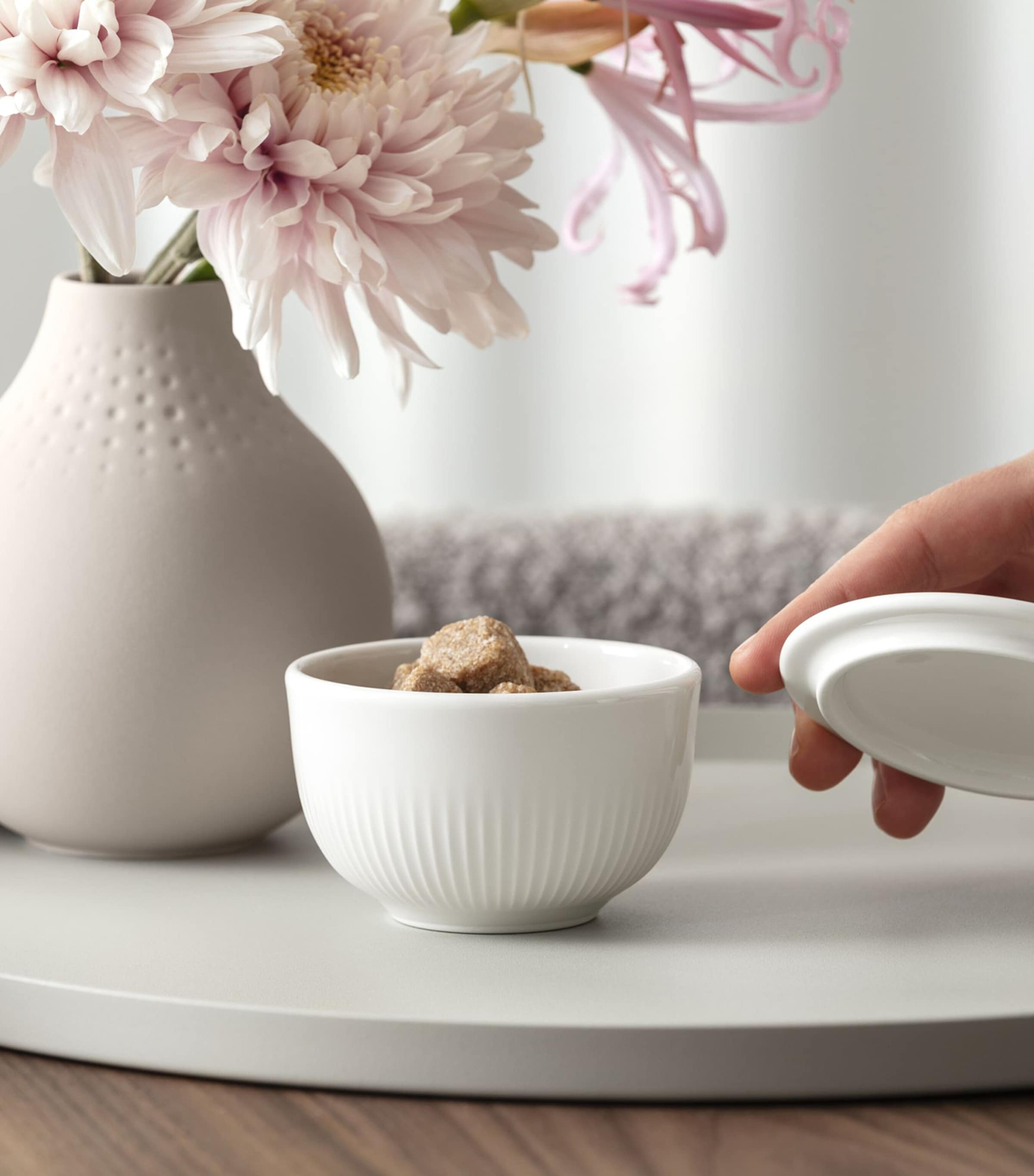 Porcelain Afina Sugar Bowl with Lid WHITE Image 3