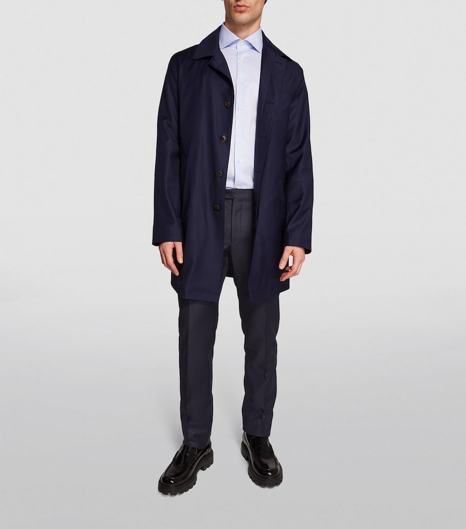 Virgin Wool Slim Tailored Trousers NAVY-001 Image 2