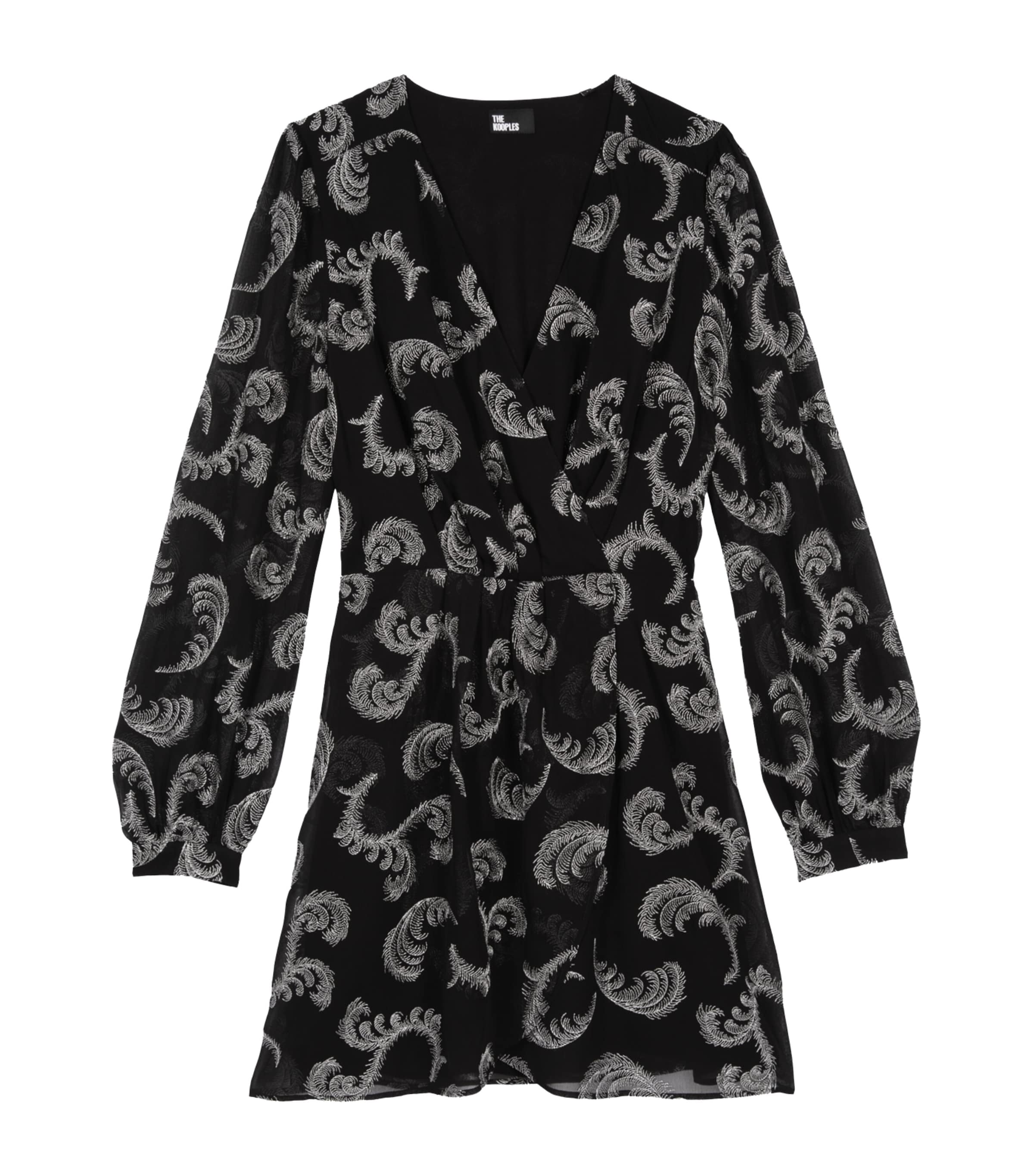 THE KOOPLES FEATHER-EMBROIDERED WRAP MINI DRESS