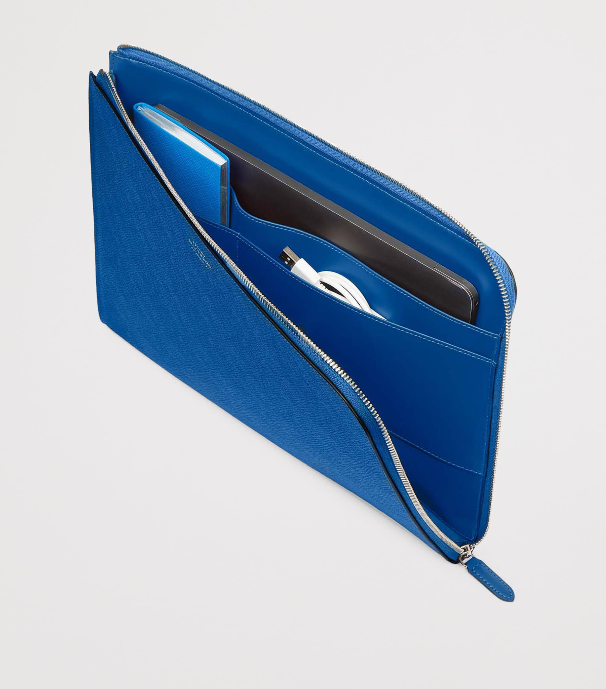 Small Panama Leather Laptop Case CERULEAN Image 4