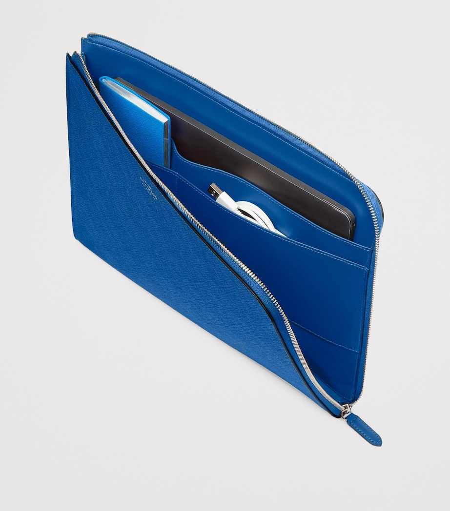 Small Panama Leather Laptop Case CERULEAN Image 4