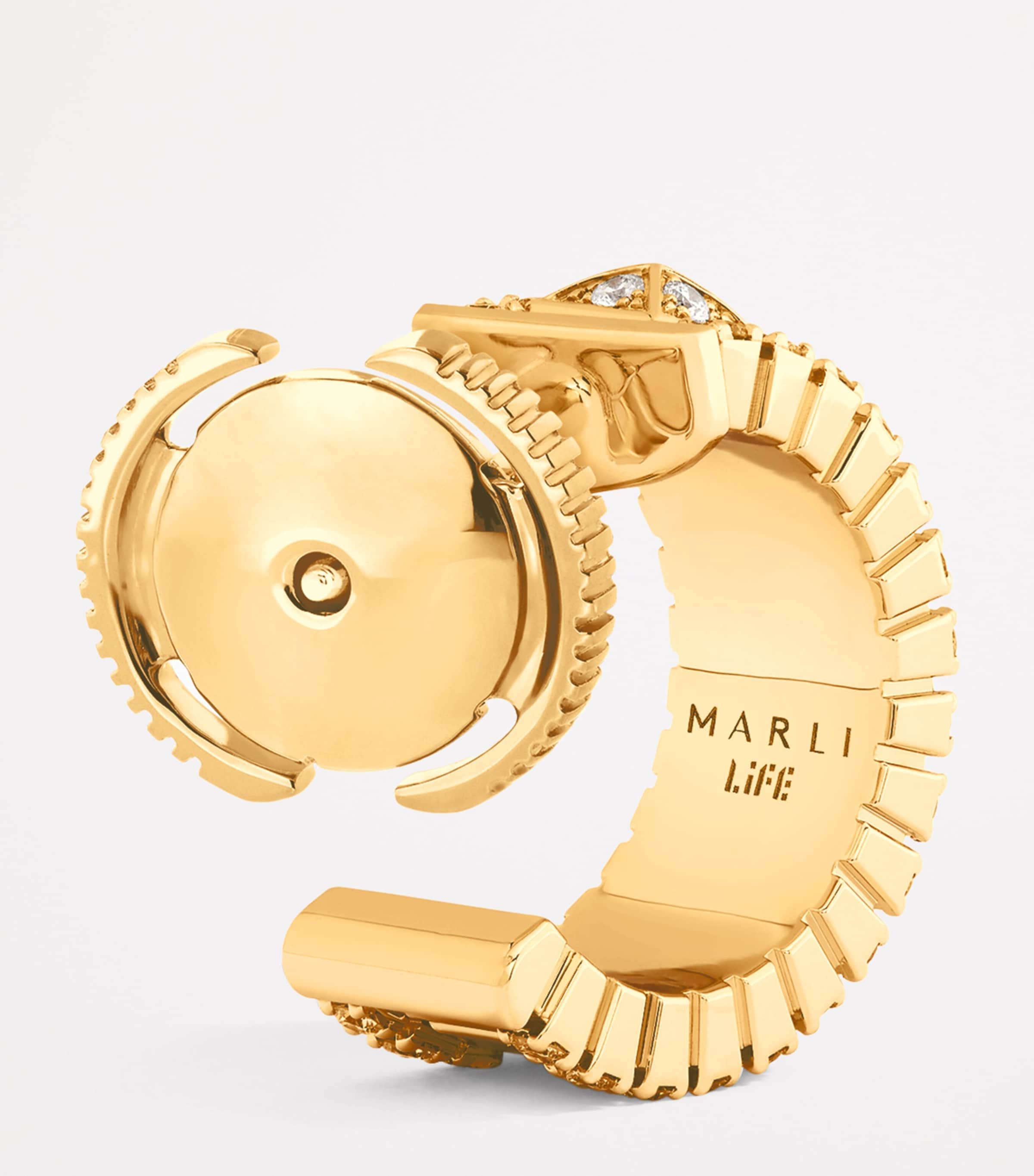 Mini Yellow Gold and Diamond Life Hoop Earrings YELLOW GOLD Image 3