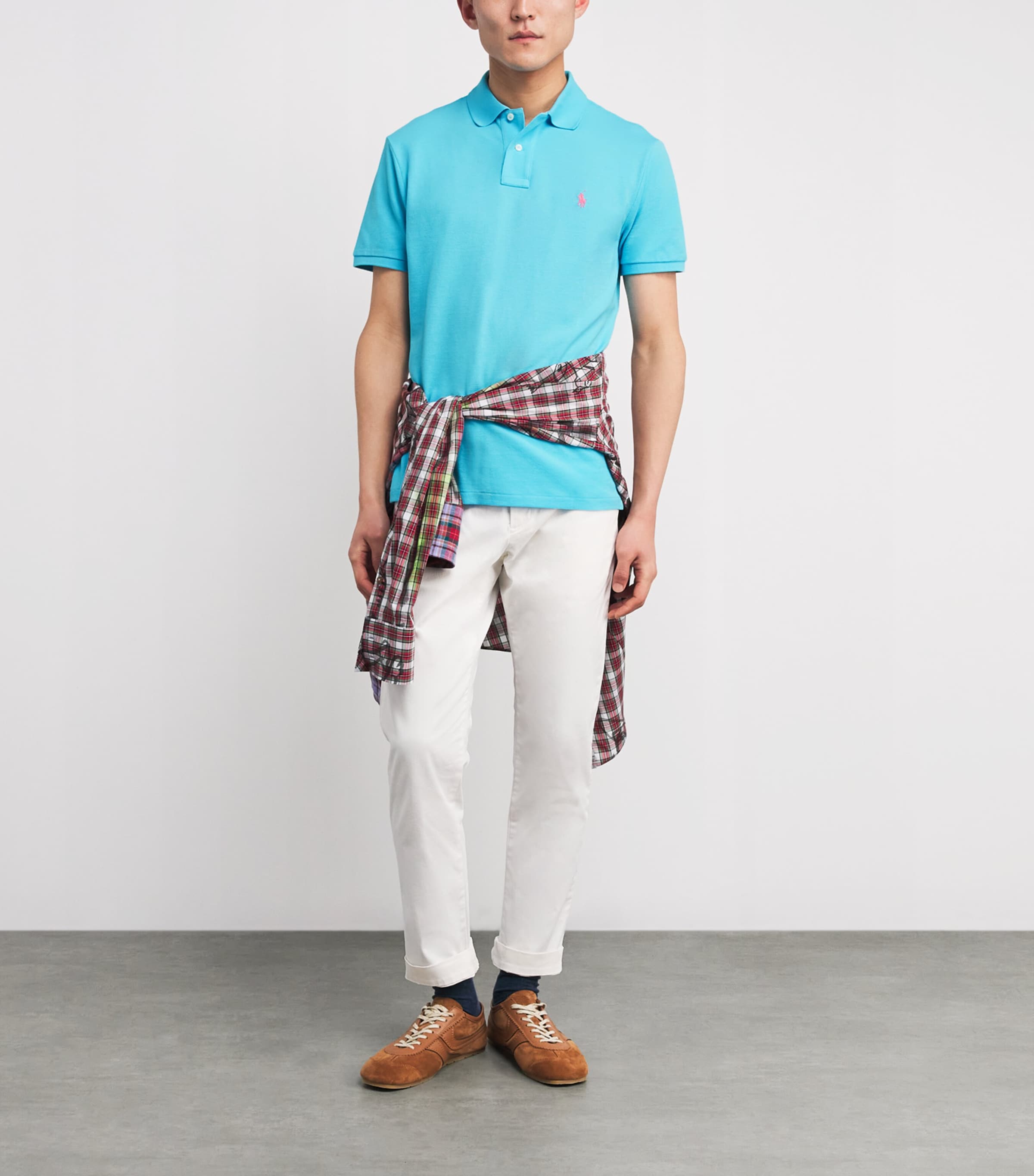 Polo Ralph Lauren Mens Cotton Mesh Polo Pony Polo Shirt Turquoise Nova Image 2