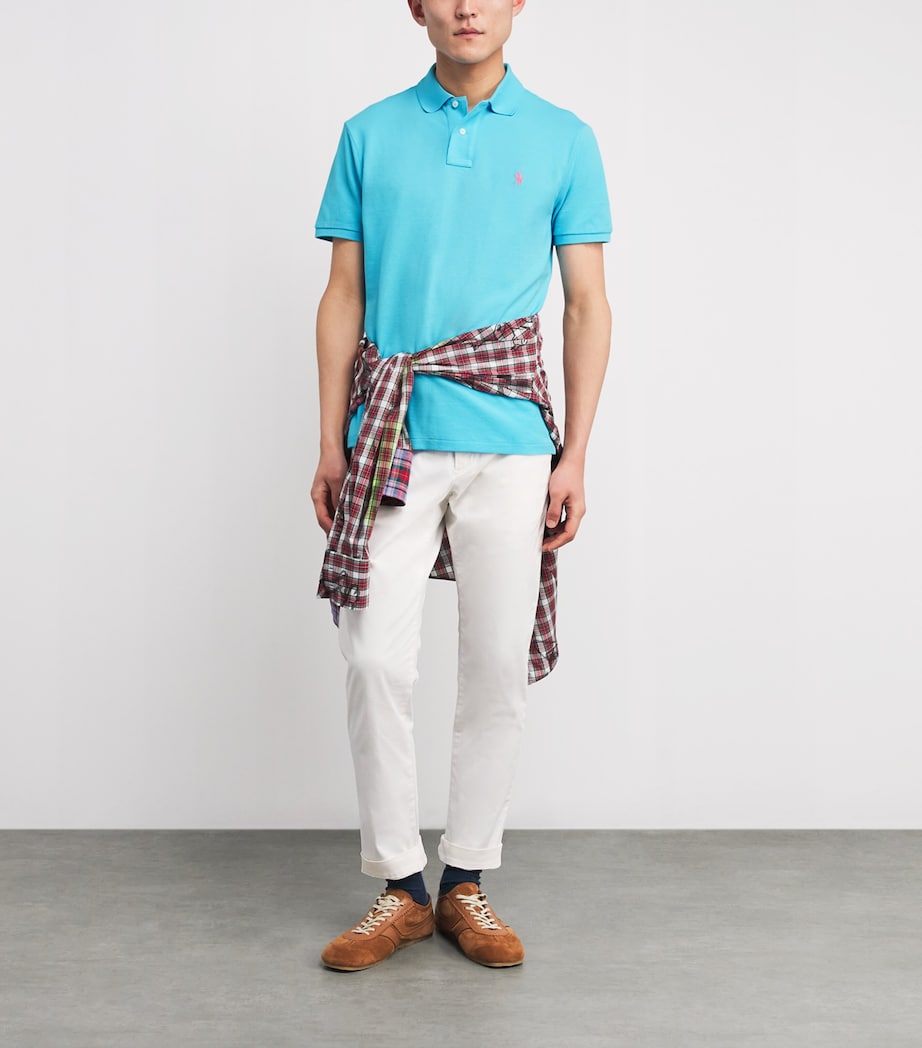 Polo Ralph Lauren Mens Cotton Mesh Polo Pony Polo Shirt Turquoise Nova Image 2
