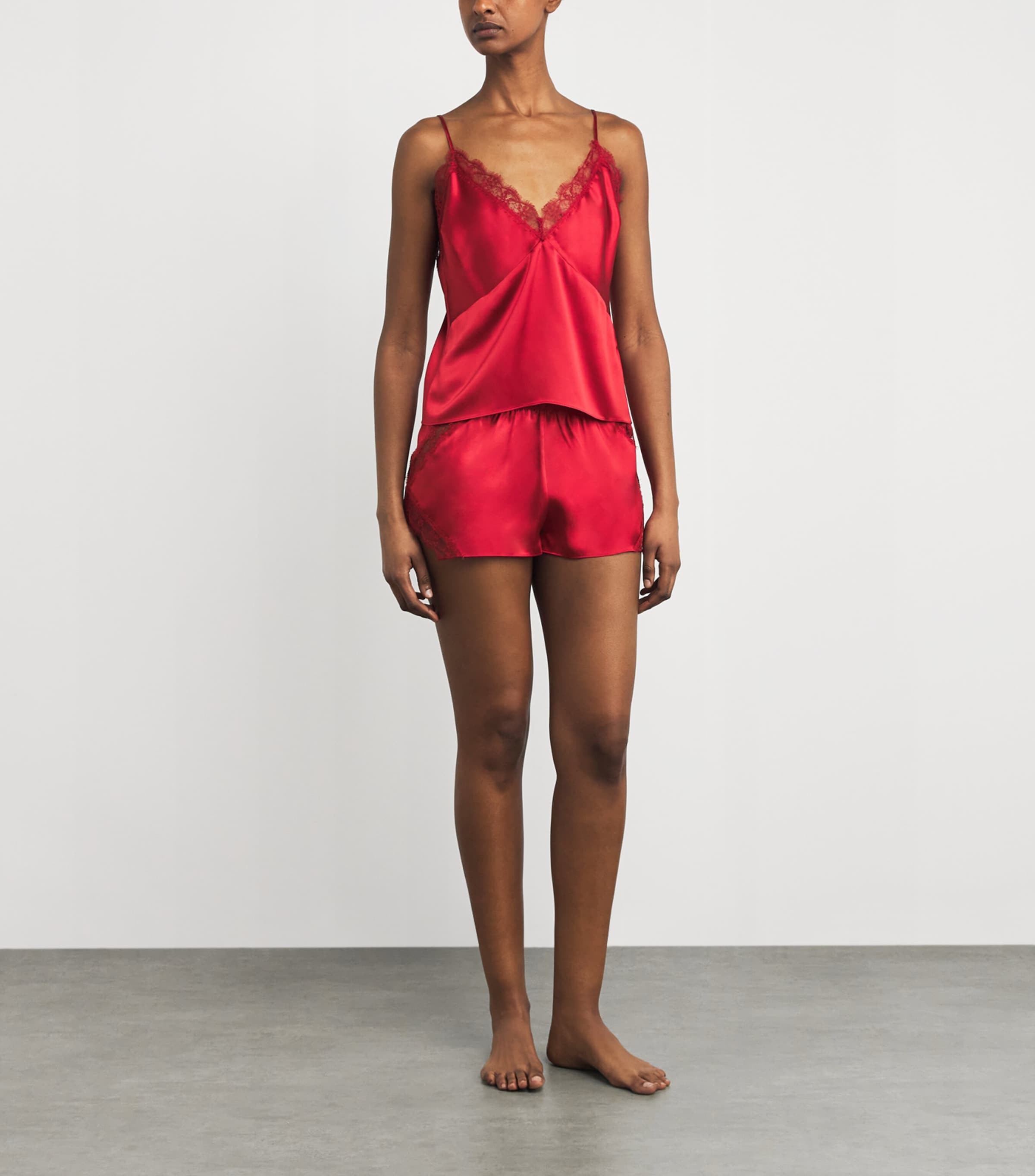 Silk Lace-Trim Shorts RED 600 Image 2