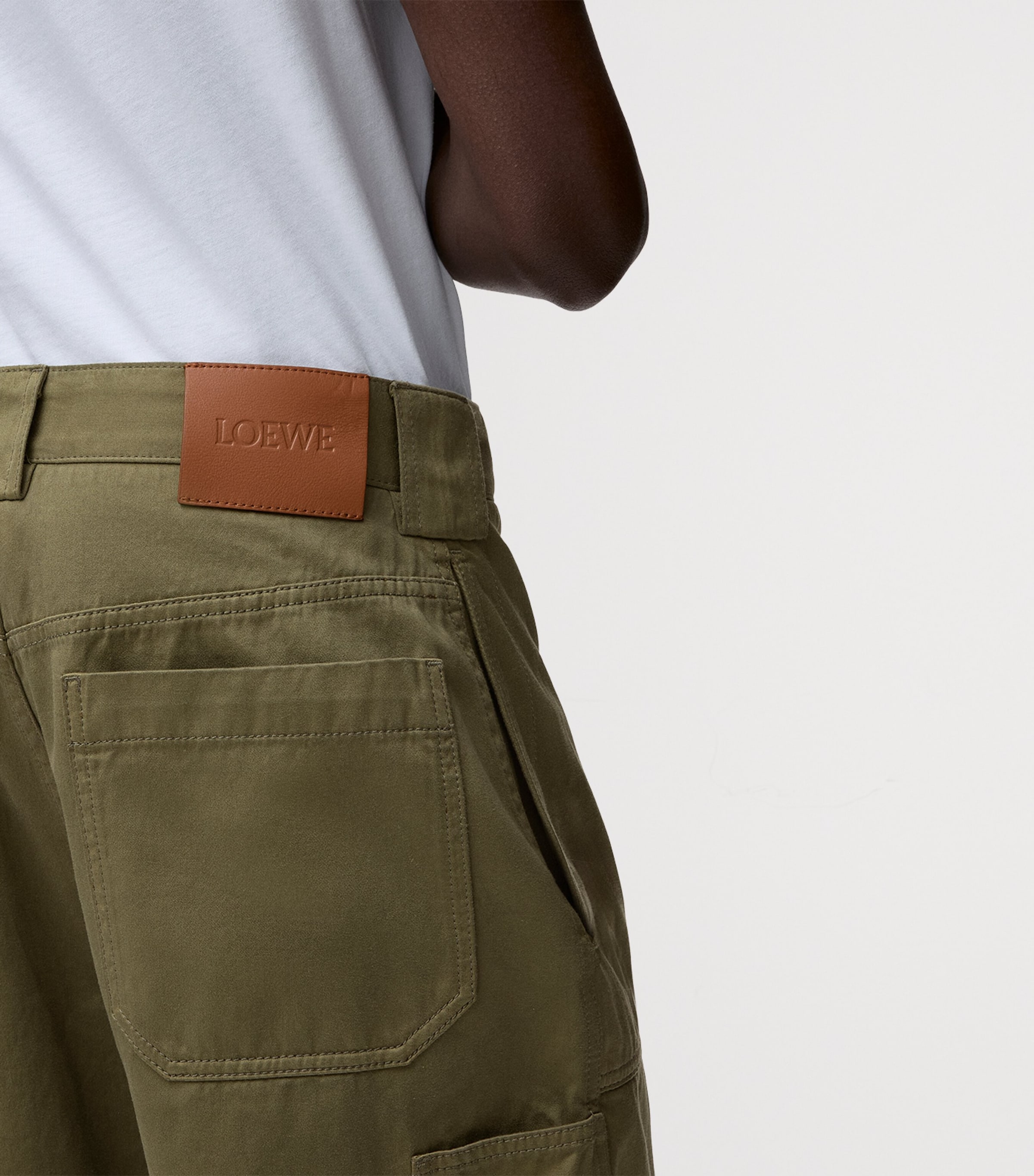 LOEWE Mens x Paula's Ibiza Cotton Straight Trousers Khaki Green Image 5