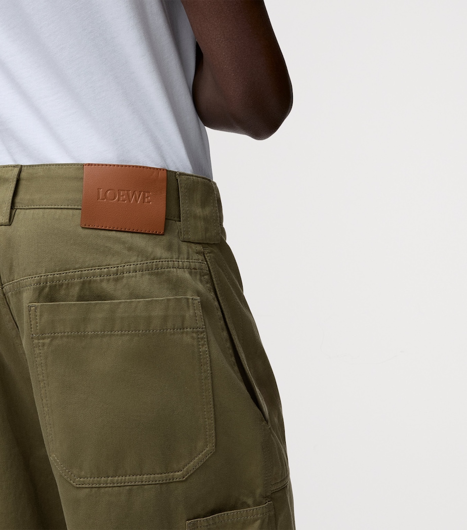 LOEWE Mens x Paula's Ibiza Cotton Straight Trousers Khaki Green Image 5