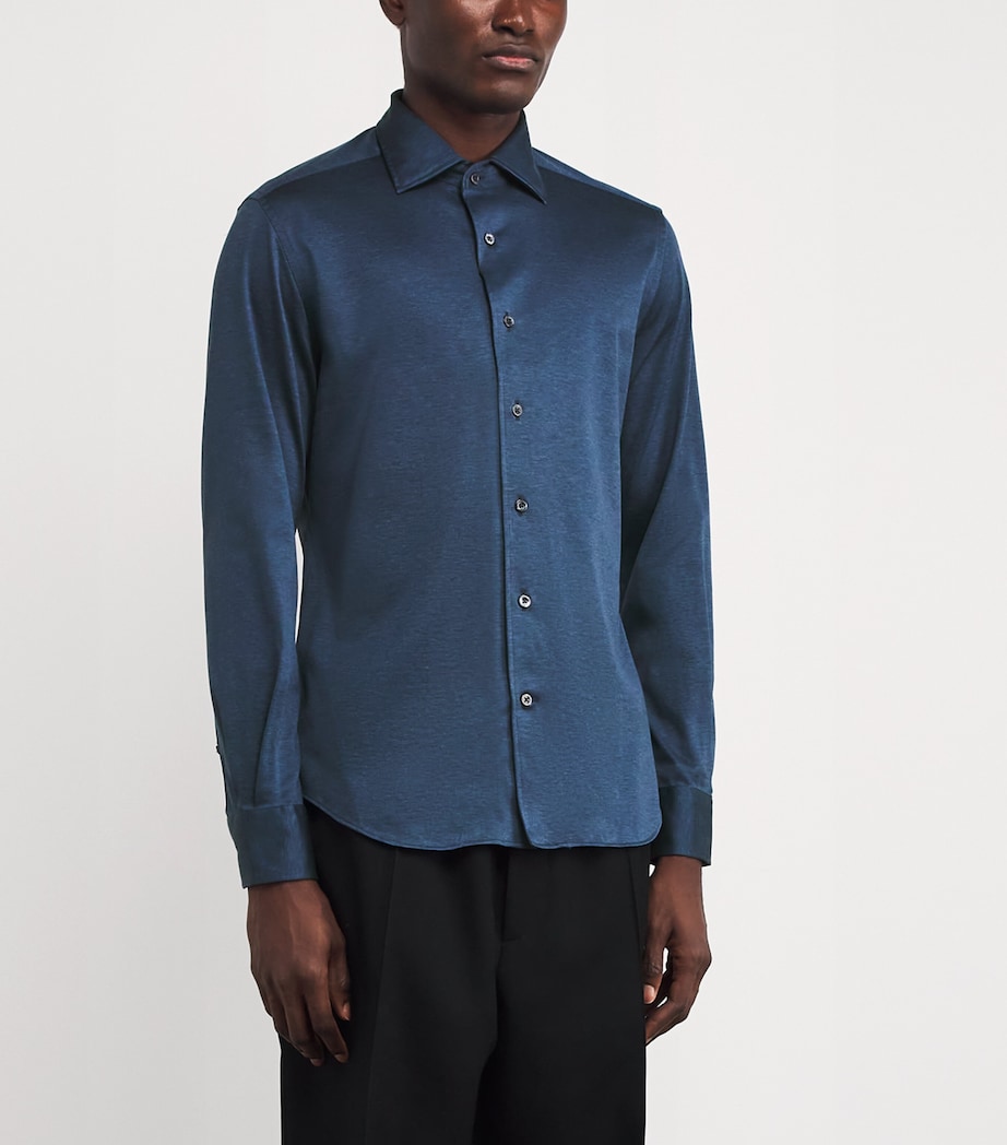 Cotton Long-Sleeve Shirt 006 BLUE Image 3