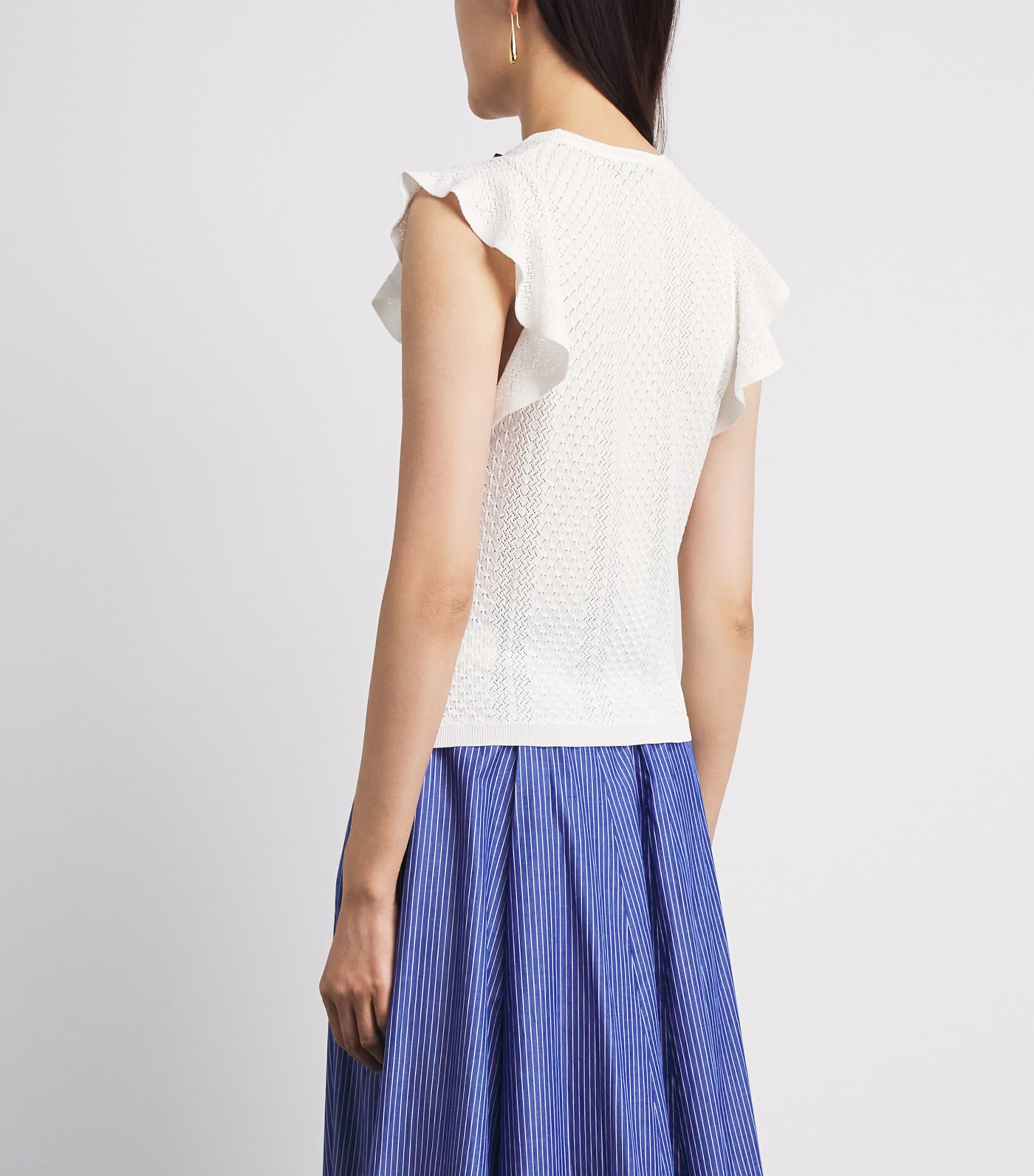 PAIGE Womens Ruffled Margo Tank Top White Image 5