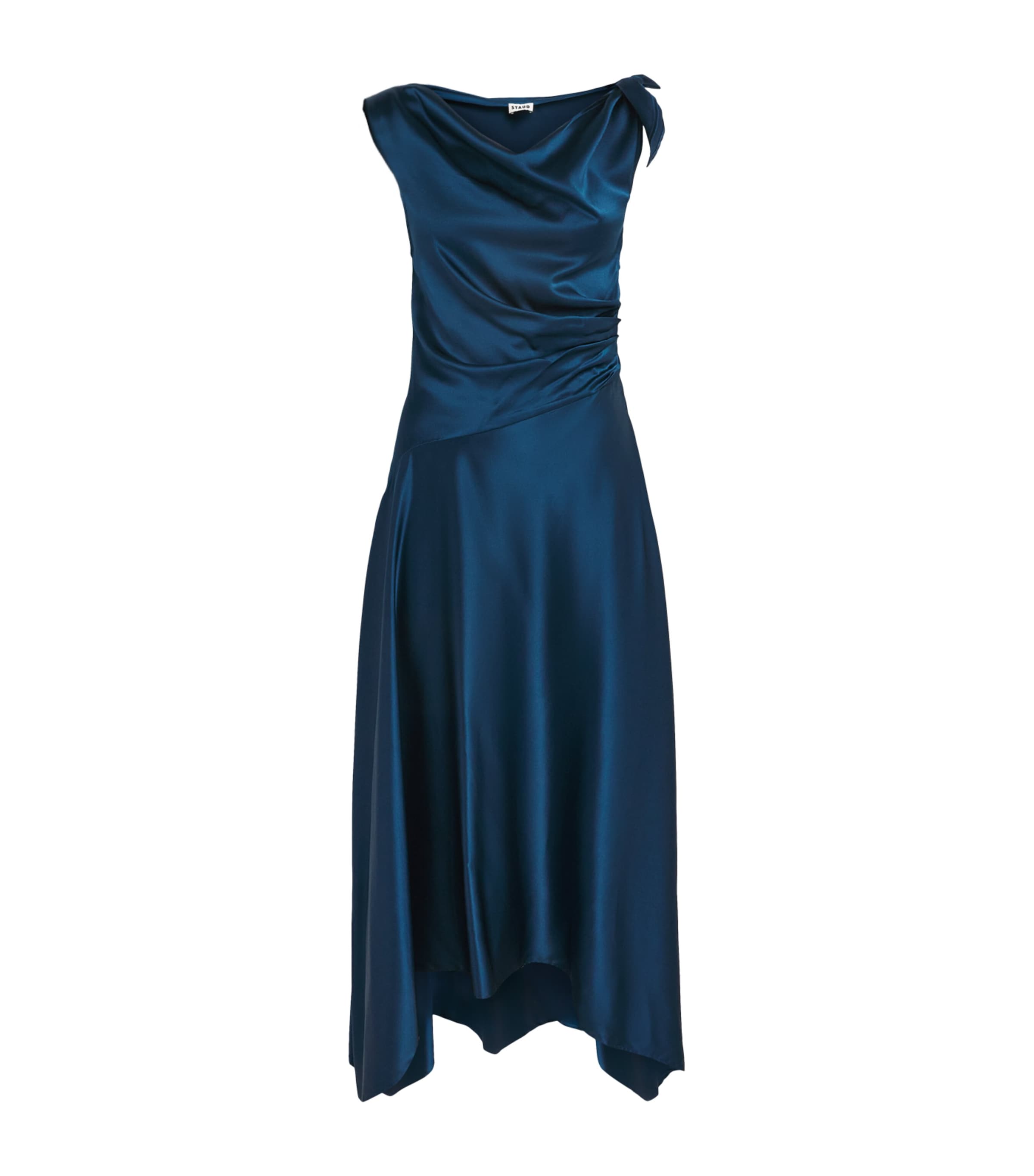 STAUD Womens Silk Portia Midi Dress Harbor Hrbr Image 1