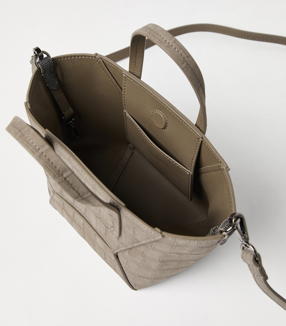 Croc-Embossed Leather Duo Mini Bag C3983 Image 4