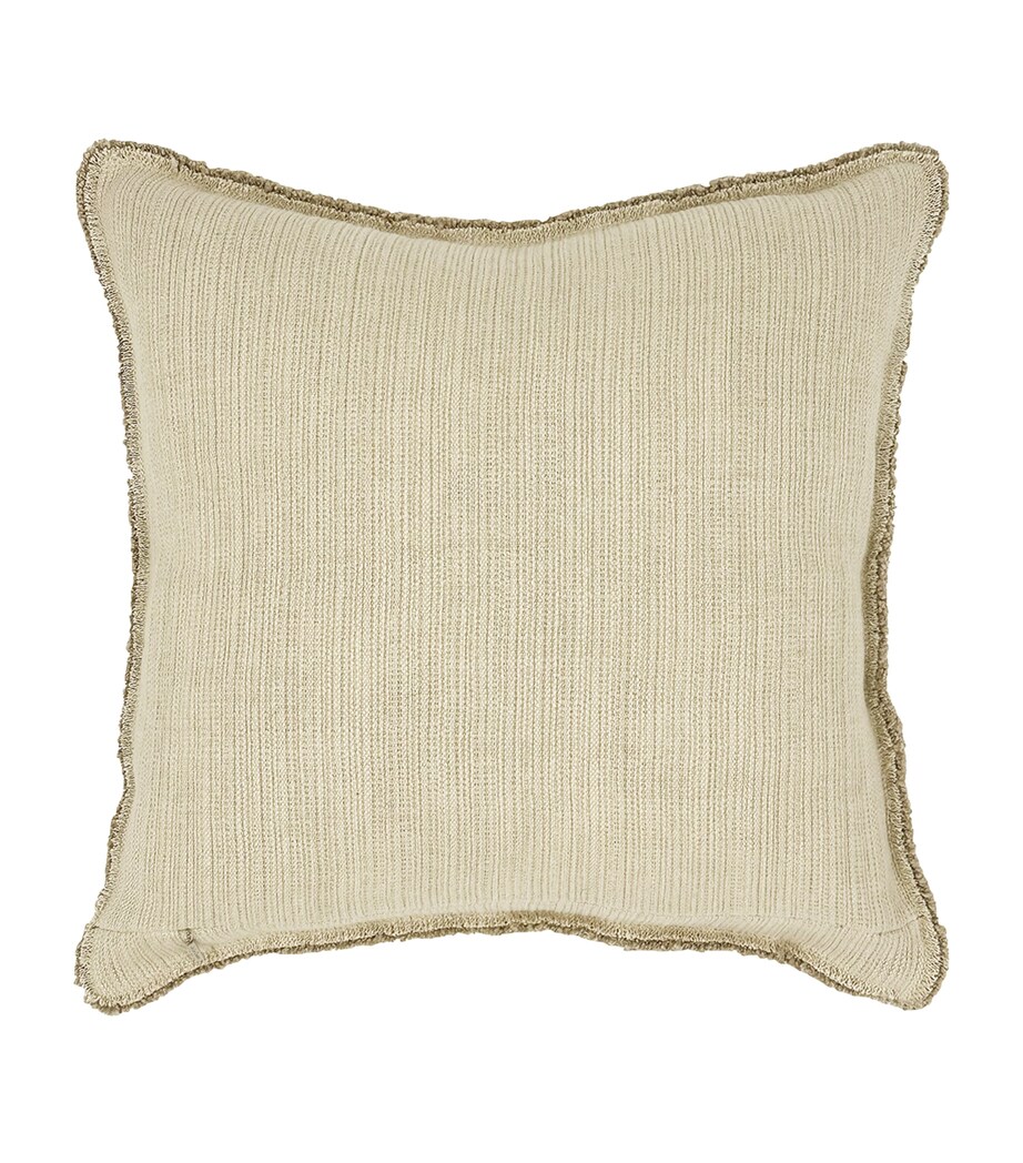 Linen-Blend Fringe Bison Cushion (55cm x 55cm) BONE Image 4