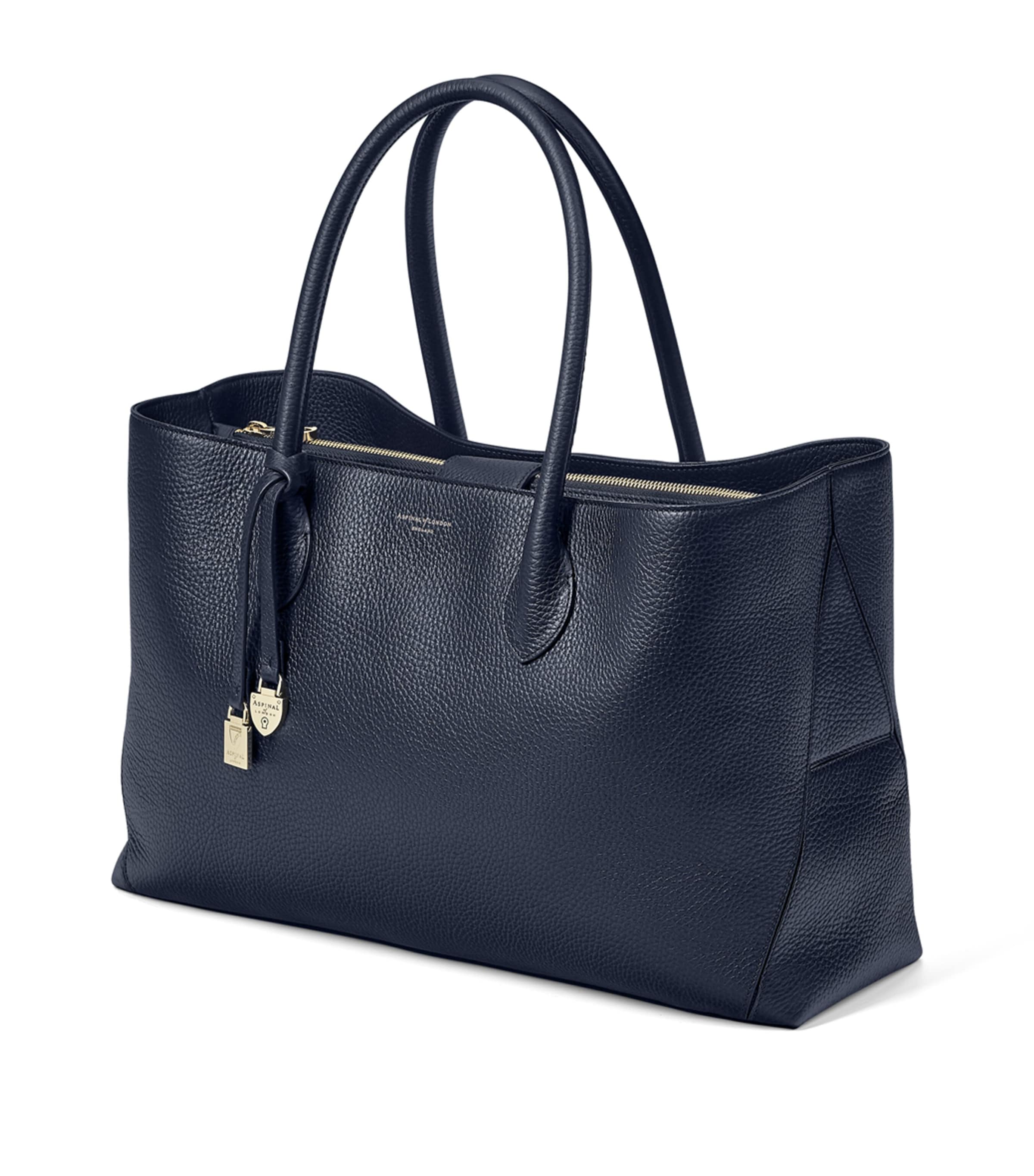 Aspinal Of London Leather London Tote Bag Navy Image 2
