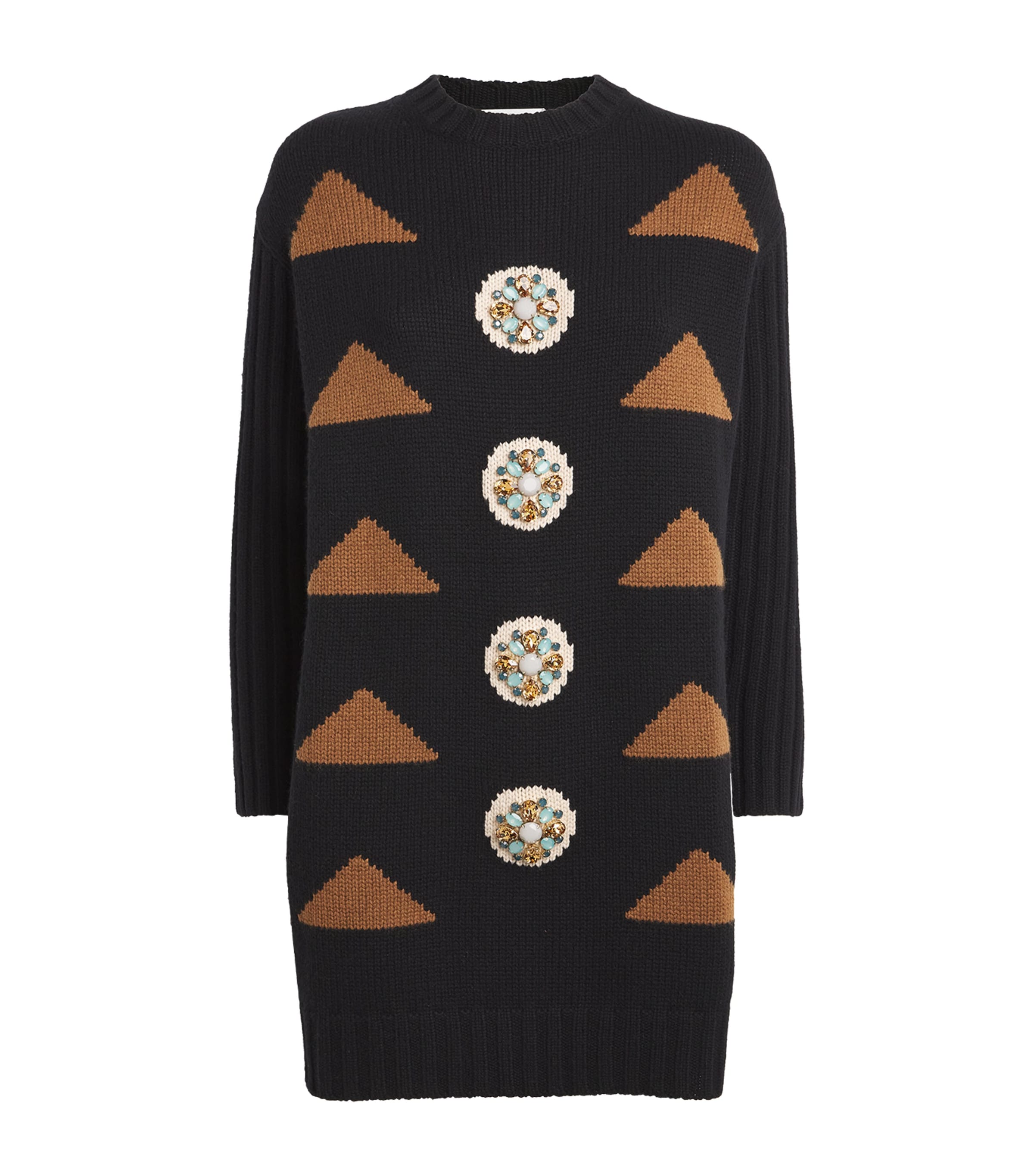 Shop Max Mara Wool-cashmere Jacquard Mini Dress In Black