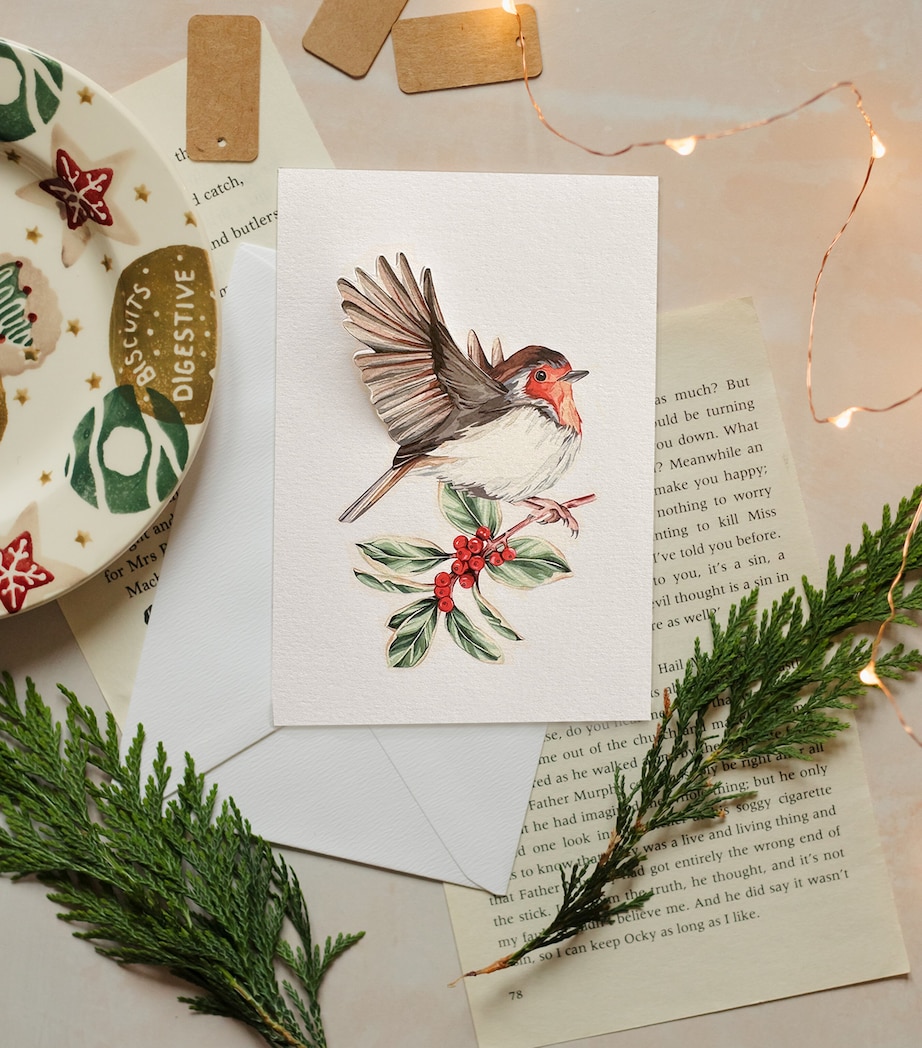 3D Robbin Branch Greeting Cards (Box of 6) MULTICOLOURED Image 3