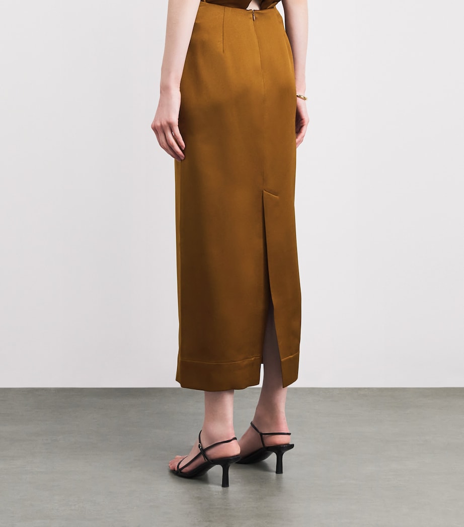 Satin Cartia Maxi Skirt OLIVE BRASS Image 4