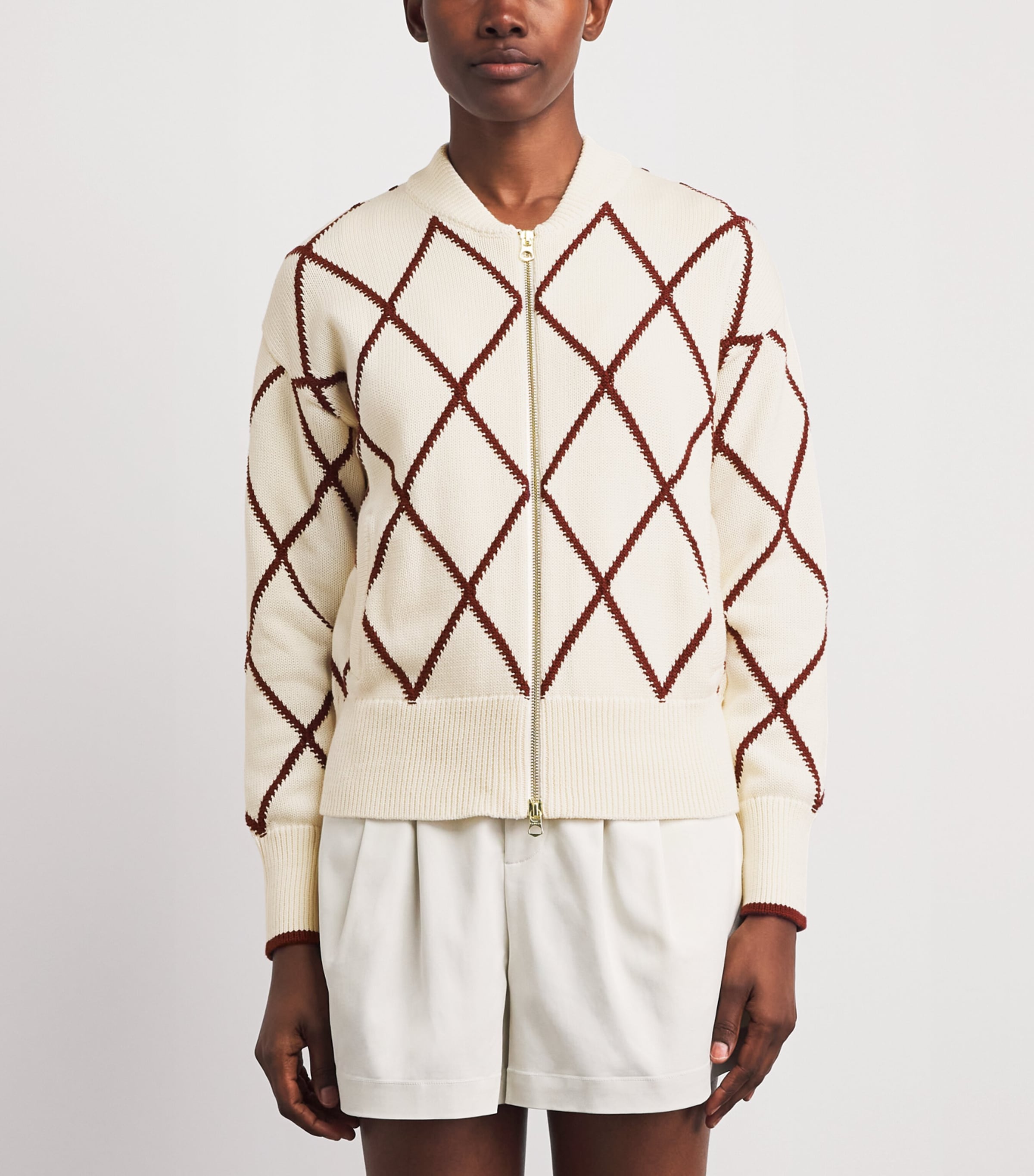 Varley Womens Nile Zip-Up Cardigan Ivory / Port Image 4