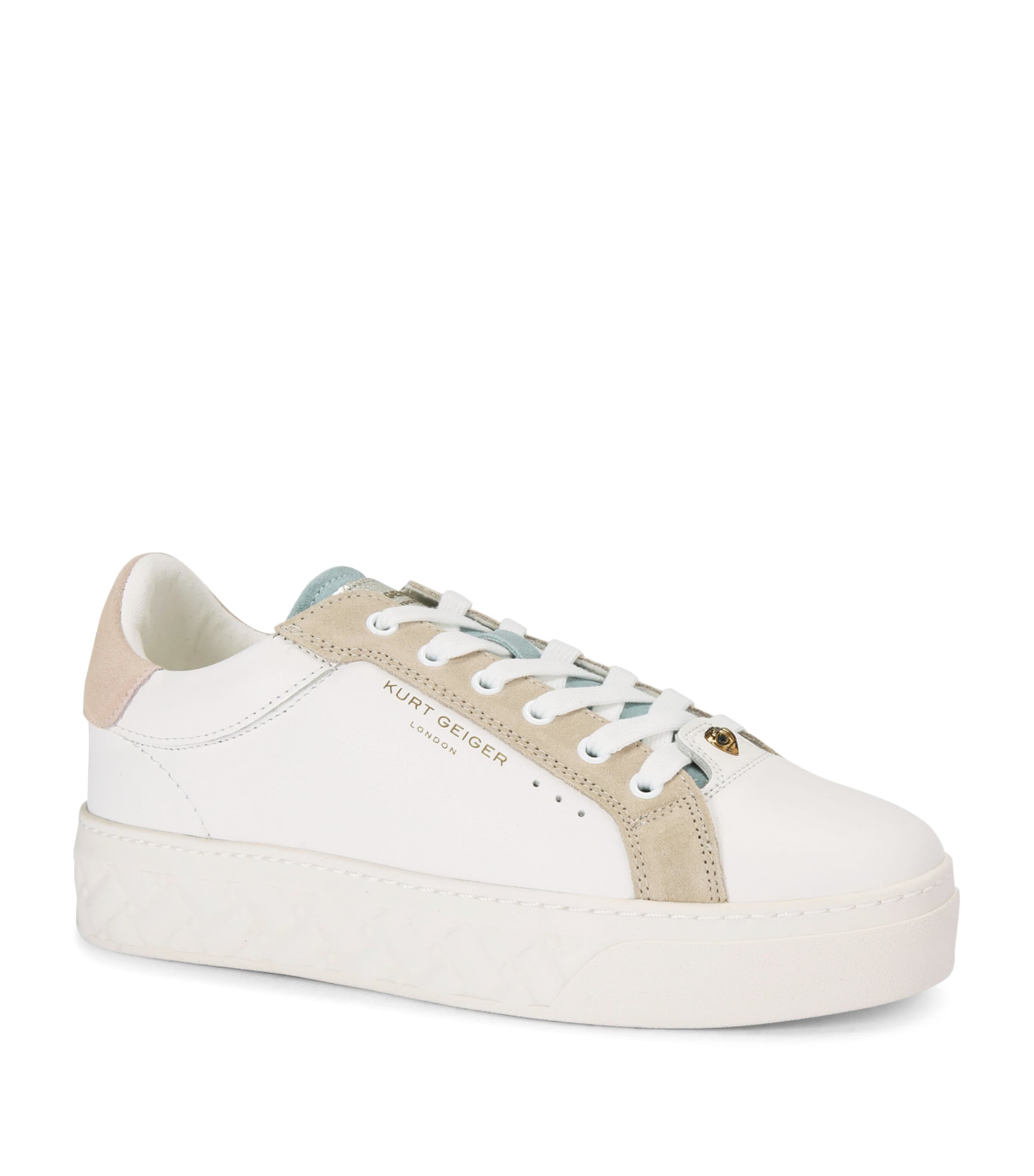 Kurt Geiger Kensington Logo-embossed Low-top Leather Trainers In White