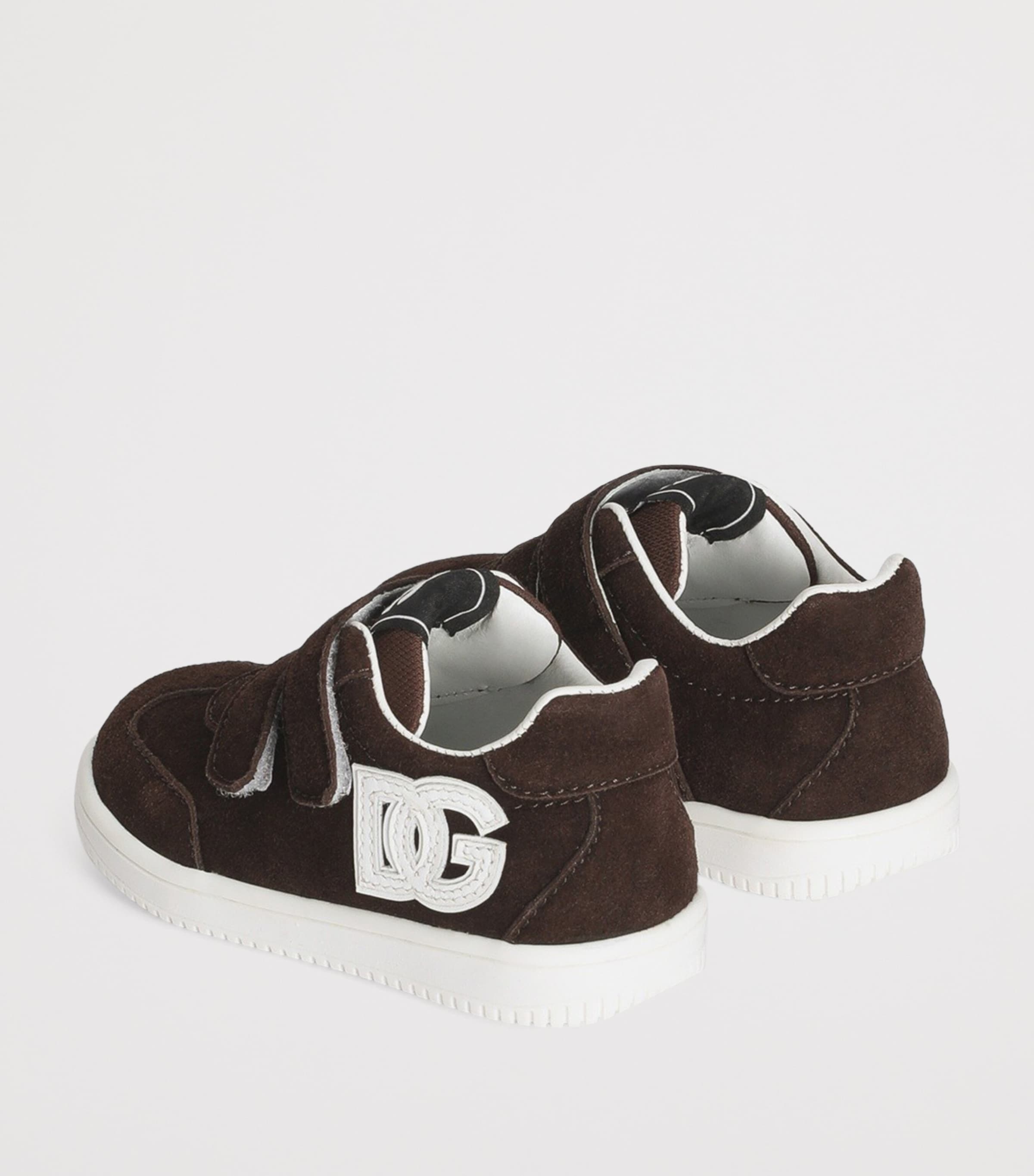 Dolce&Gabbana Kids Suede Logo Velcro Sneakers Ebon Image 3