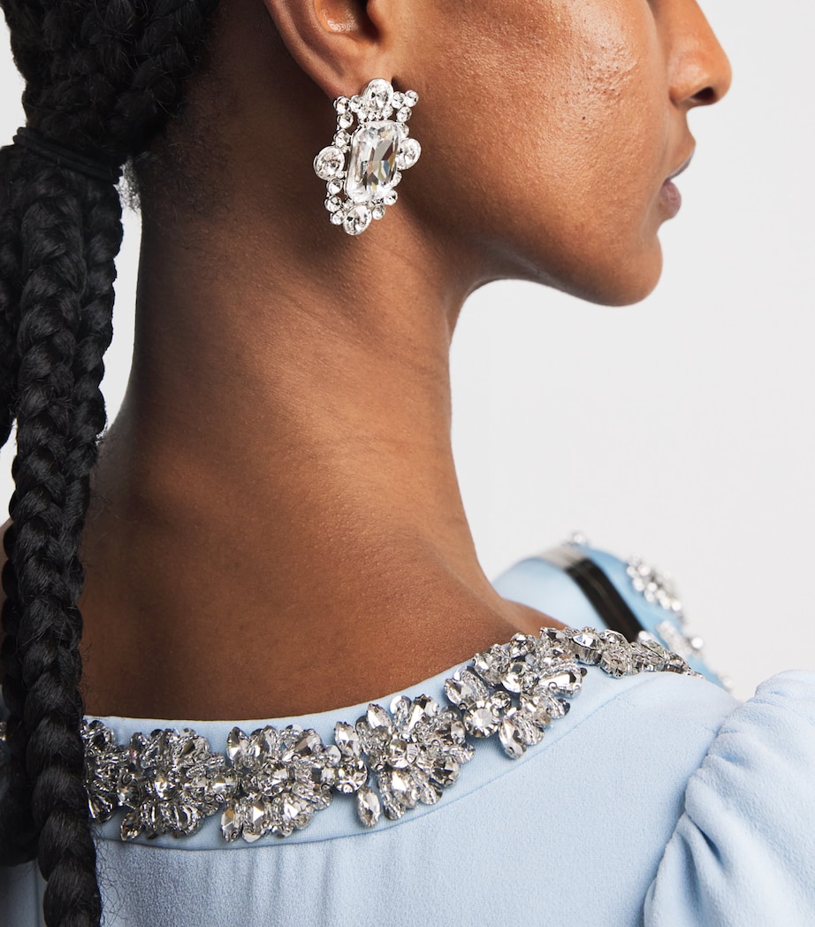 Self-Portrait Crystal Cluster Drop Earrings Silver Image 2