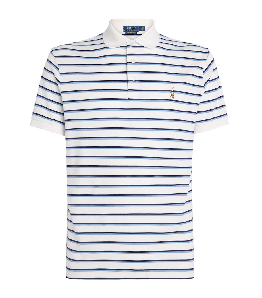 Pima Cotton Stripe Slim Polo Shirt WHITE BLUE MULTI Image 1